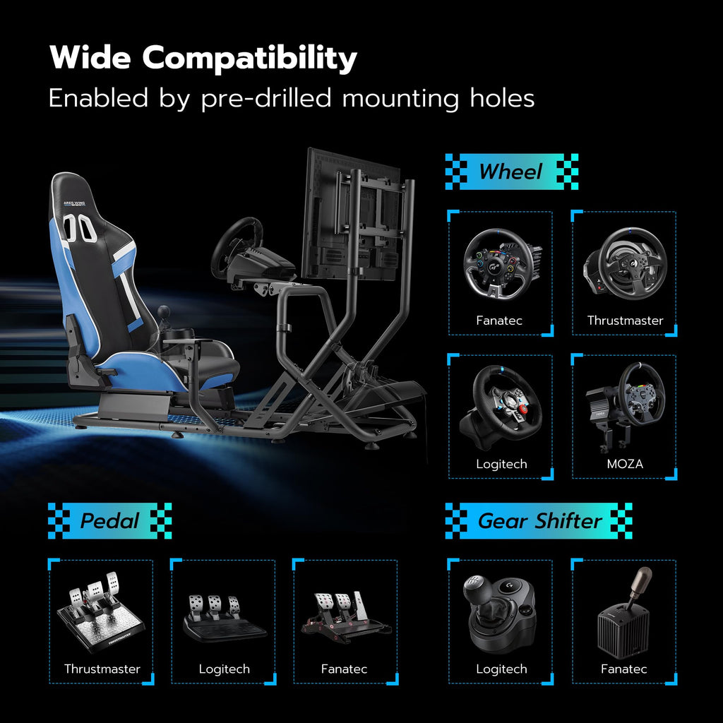 ARES WING Sim Racing Cockpit, Racing Wheel Stand with Seat, Formula and GT Racing Simulator Cockpit Compatible with Fanatec, Thrustmaster, Logitech, Moza Racing Games on PS5, PS4, Xbox and PC