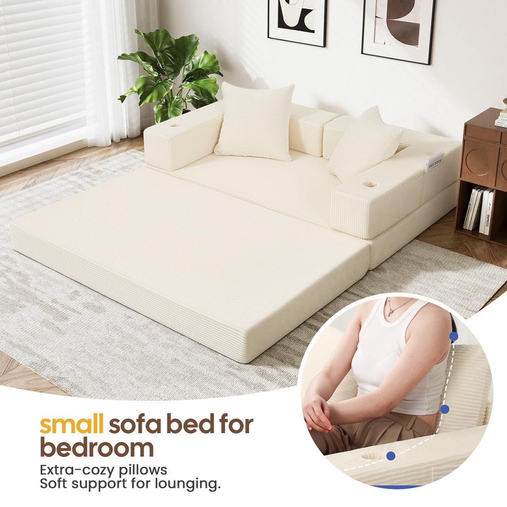 COMAX Futon Sofa Bed, 4‑in‑1 Convertible Sofa Bed, Folding Boneless Couches | Boneless Couch for living room, Fold Out Small Foldable Loveseat Floor Sleeper Mattress Lounge Space‑Saving, Ash Gray