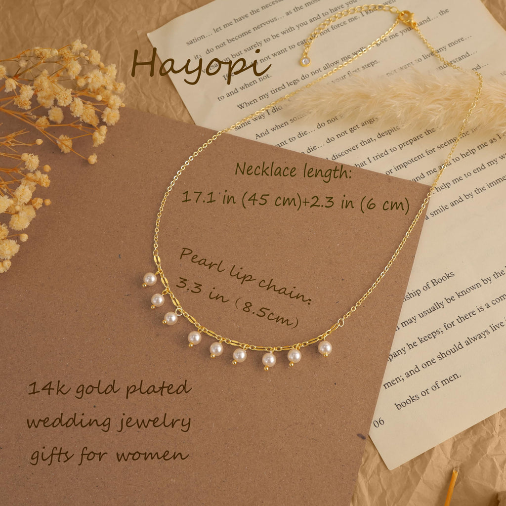 Pearl Necklace for Women Trendy,14k Gold Plated Necklace Dainty Wedding Necklace Small Cute Choker Necklace Gold Prom Drop Necklace Vintage Waterproof Jewelry for Women Prom Jewelry Fashion Gifts