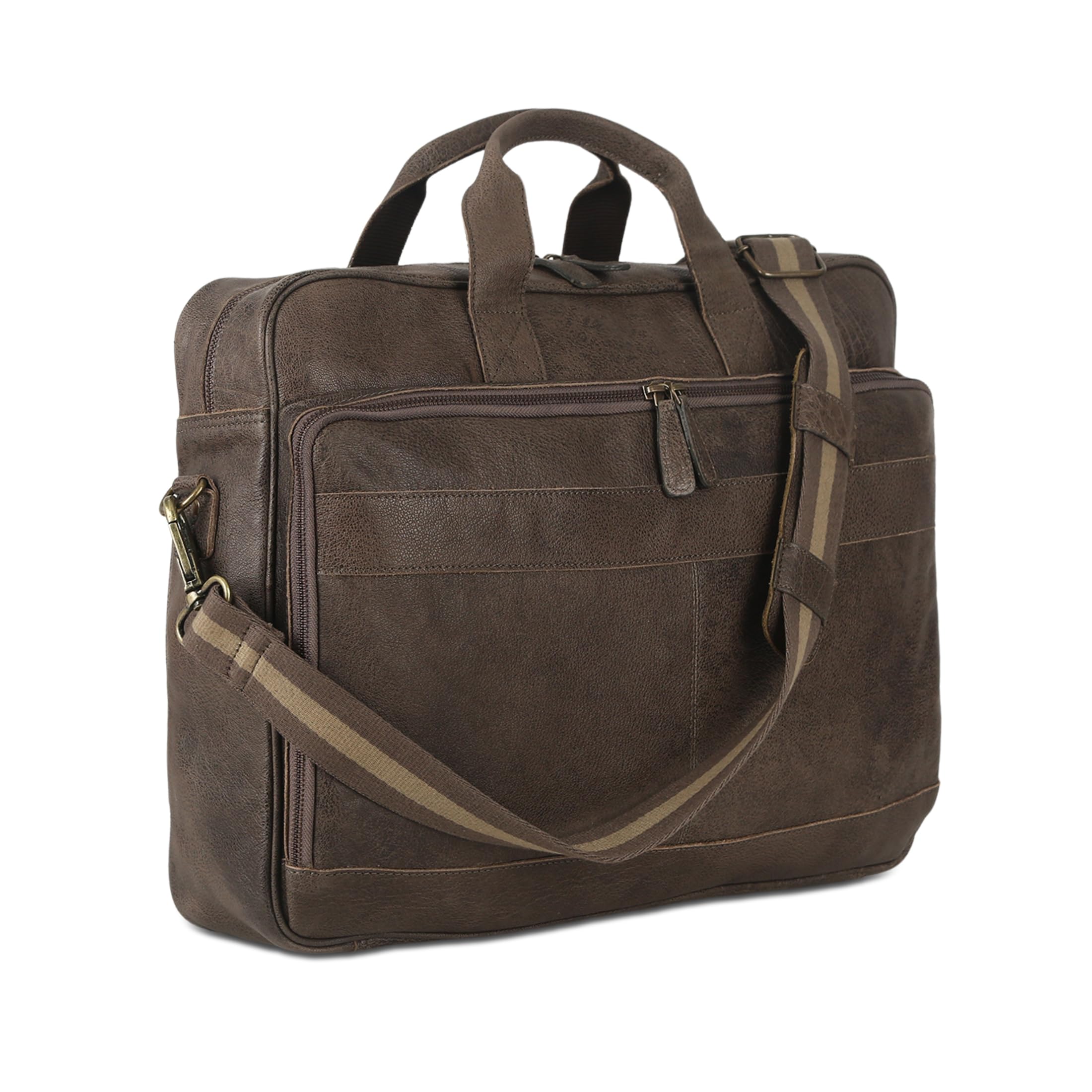 Leather briefcase 18 Inch Laptop Messenger Bags for Men and Women Best Office briefcase Satchel Bag (Black)