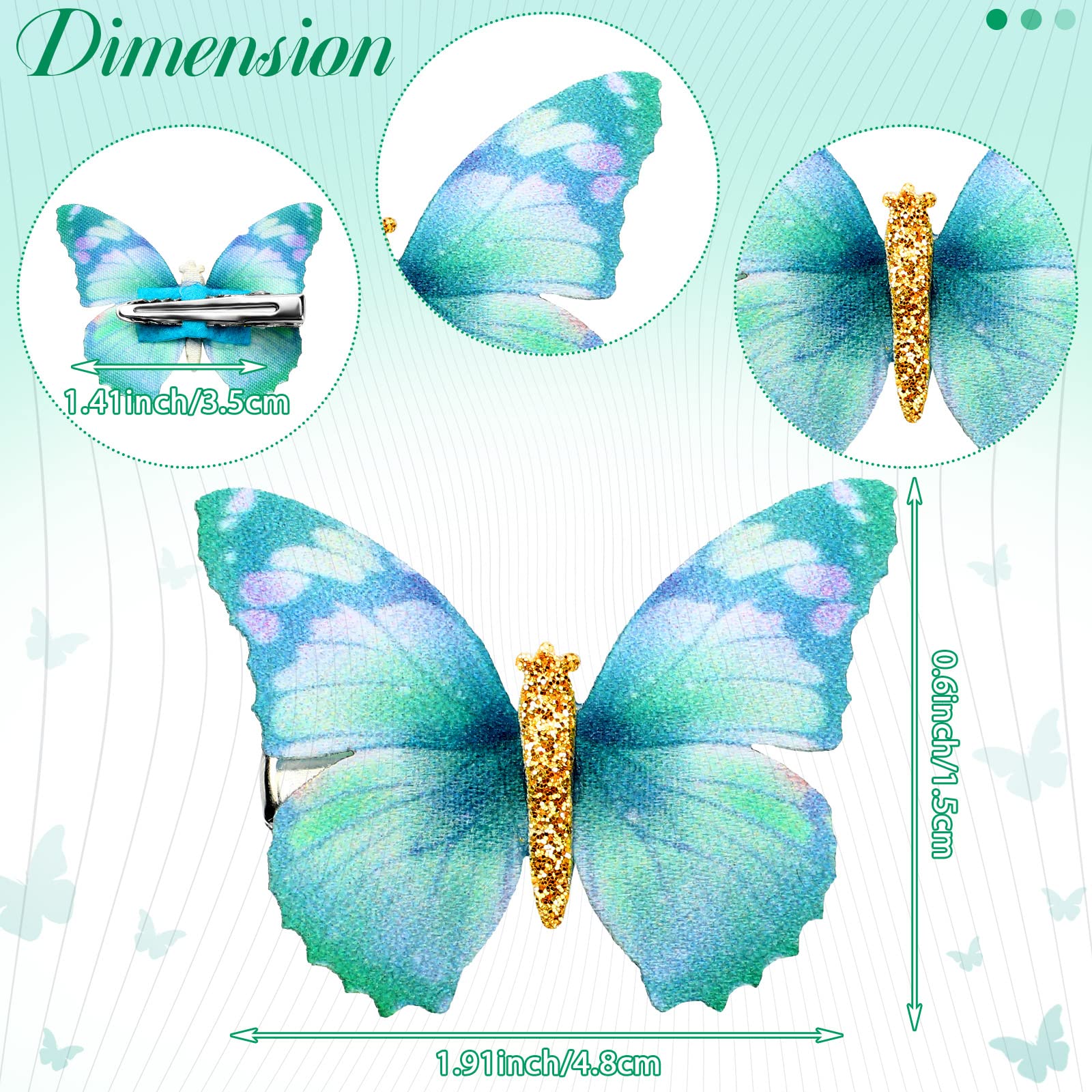 Boao 18 Pieces Glitter Butterfly Hair Clips for Girls Teens Women Hair Accessories (Bright Style)