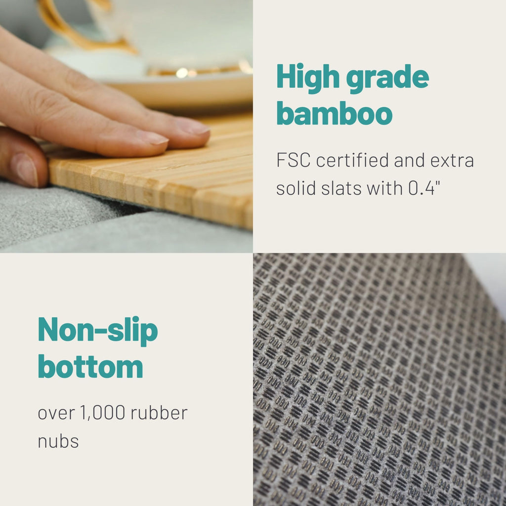 D&D Living® Sofa Tray - Flexible Couch Armrest Organizer with Anti-Slip Cork Pad | Sofa Tray with 18.5x13.4 inches, Sustainable Natural Large Bamboo
