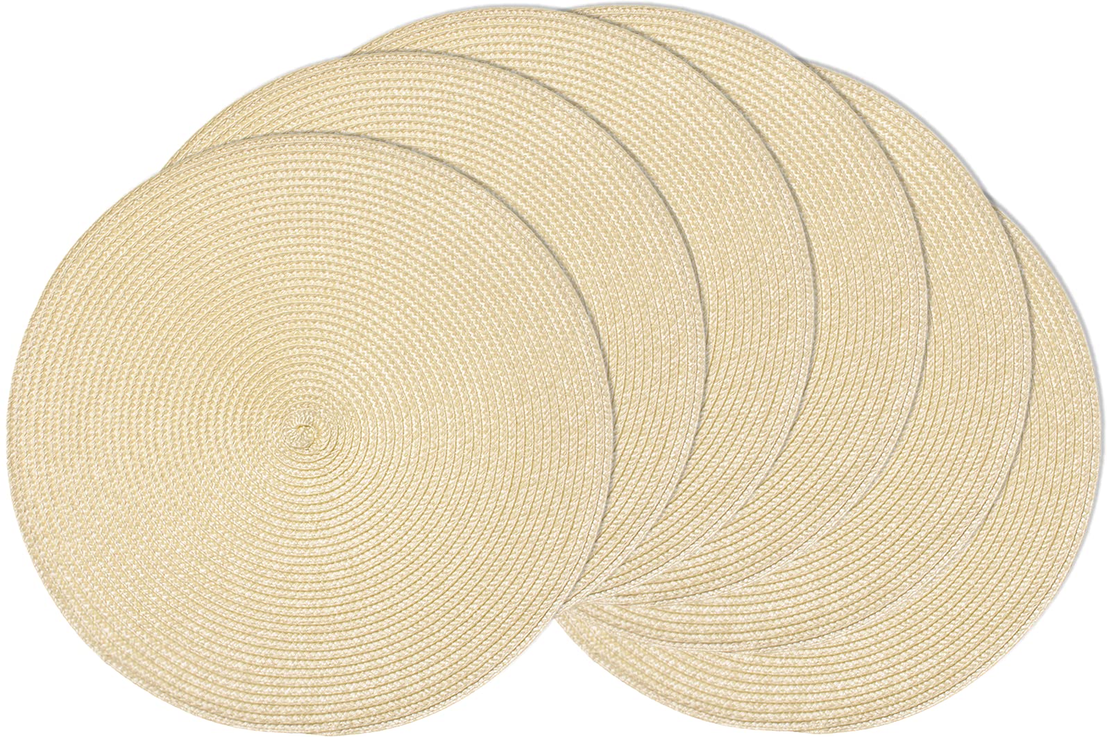 AHHFSMEI Round Placemats Set of 6 Heat Resistant Washable Non-Slip Woven Braided Table Mats for Dining Table Kitchen & Home Decor (Beige)