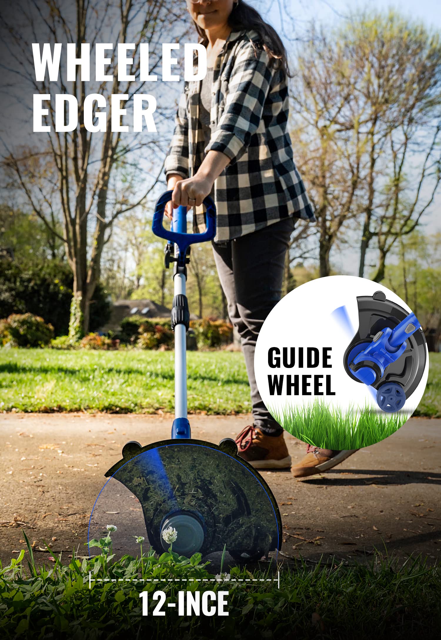 Wild Badger Power 20V Weed Wacker, Leaf Blower, Wheeled Edger Kit Electric with 2 * 2Ah Battery & Charger, String Trimmer, Lightweight, Adjustable Telescopic Shaft, Fast-Charging