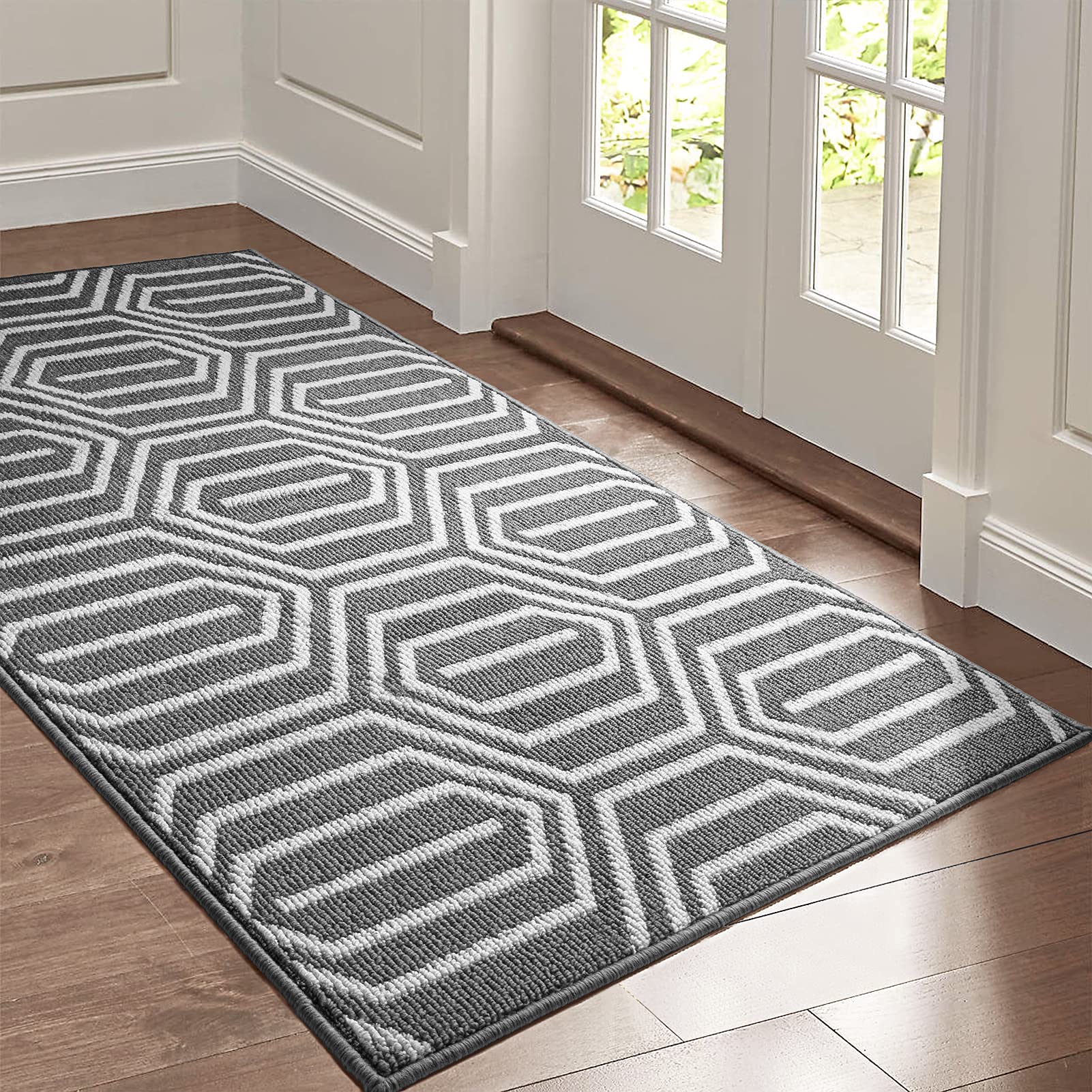 Indoor Doormat 24"x 36", Absorbent Front Back Door Mat Floor Mats, Rubber Backing Non Slip Door Mats Inside Mud Dirt Trapper Entrance Door Rug Carpet, Machine Washable Low Profile-Brown Time Cloister