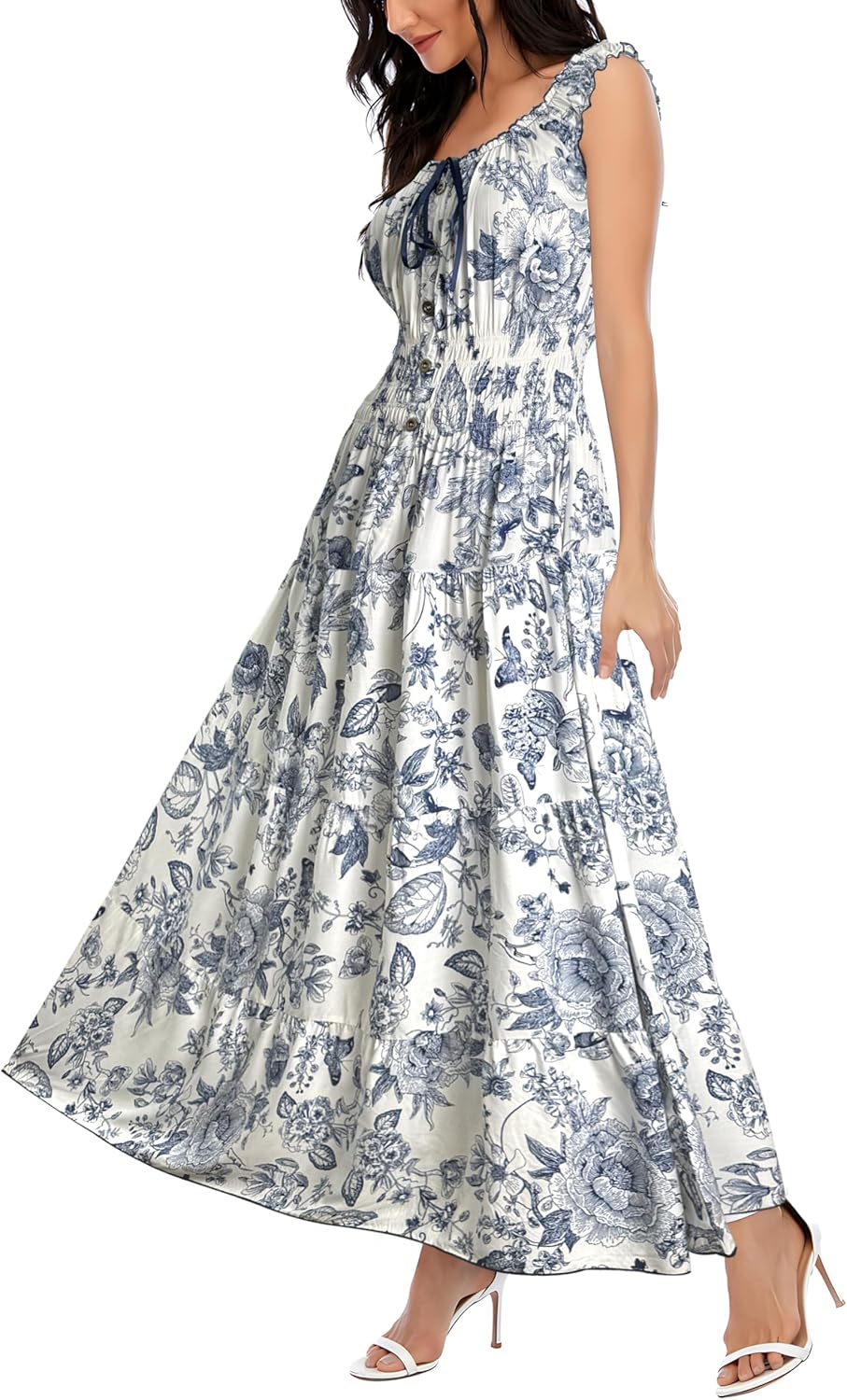 OSTOO Women's 2026 Summer Boho Floral Print Tiered Casual Flowy Long Maxi Dress
