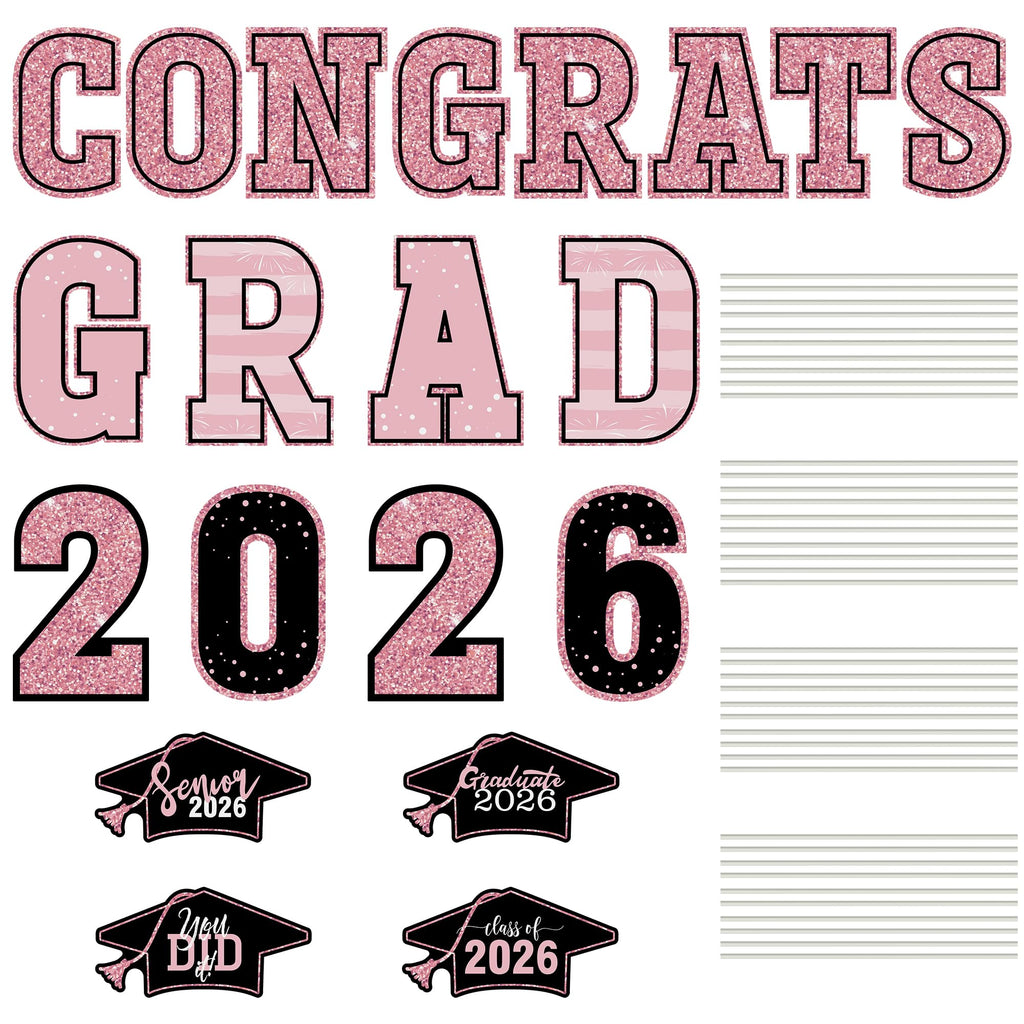 HOVACY 20 PCS Black Gold Graduation Yard Signs Class of 2026 | Black Gold 20 PCS, 40 Stakes, 11.57 x 16.14 in, Corrugated Plastic, Waterproof, Congrats Grad Sign, Graduation Sign