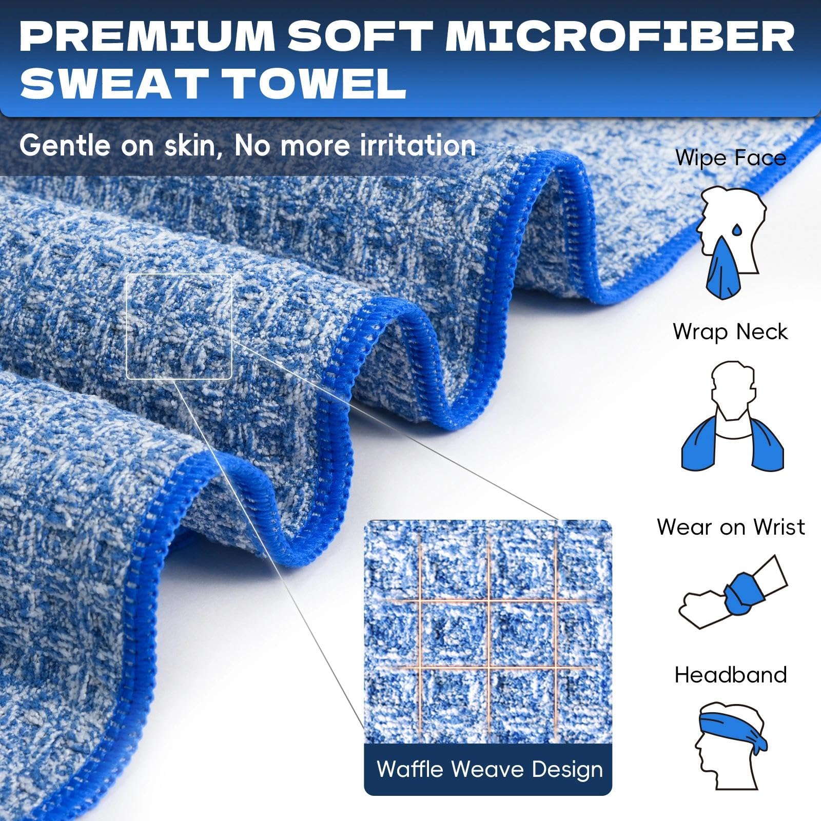 Microfiber Gym Towels for Showering Working Out Quick Dry Negative ions Large Middle Small Sizes Lightweight Gym Towel for Men Women Tennis Sports Towels for Body Hot Yoga Fitness Essentials