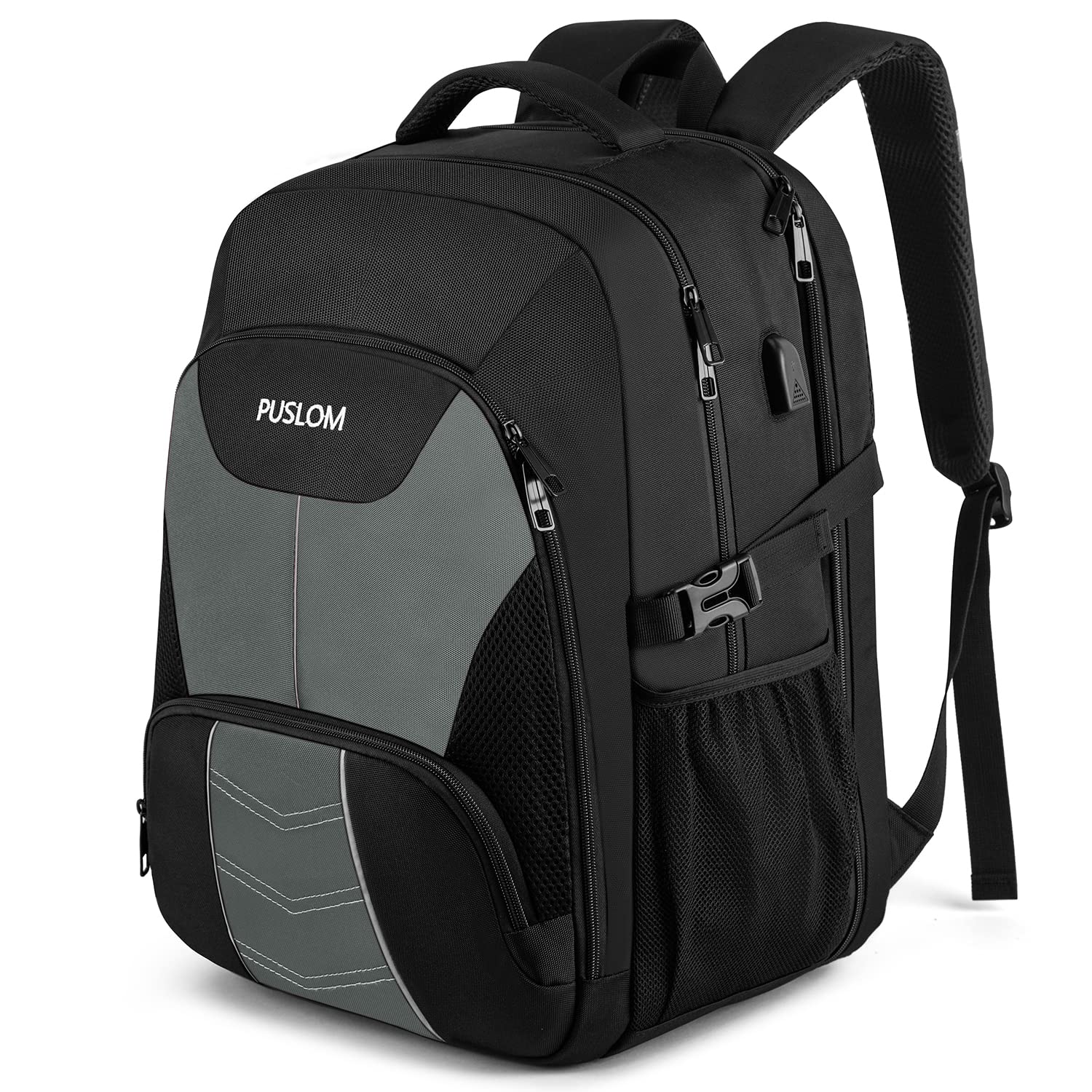 Extra Large Backpack for Men 55L,18.4Inch Travel Laptop Backpack with USB Charging Port Business Flight Approved Carry On Backpack,TSA Big Capacity Heavy Duty Computer Bag College Bookbag,Black