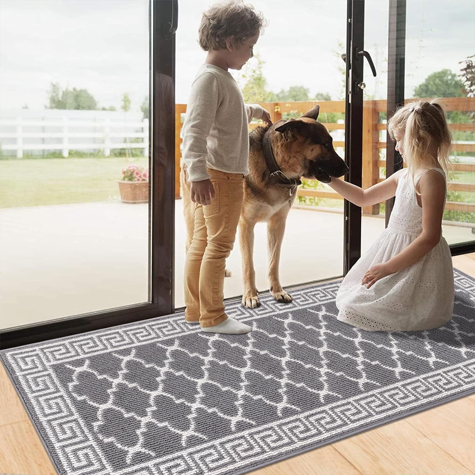 Pauwer Door Mat Indoor Entrance 20"x60" Absorbent Dirt Trapper Welcome Mats for Front Door Washable Entryway Rugs Ultra Thin Doormat Non Slip Runner Rugs for Hallway Kitchen Laundry Room, Beige