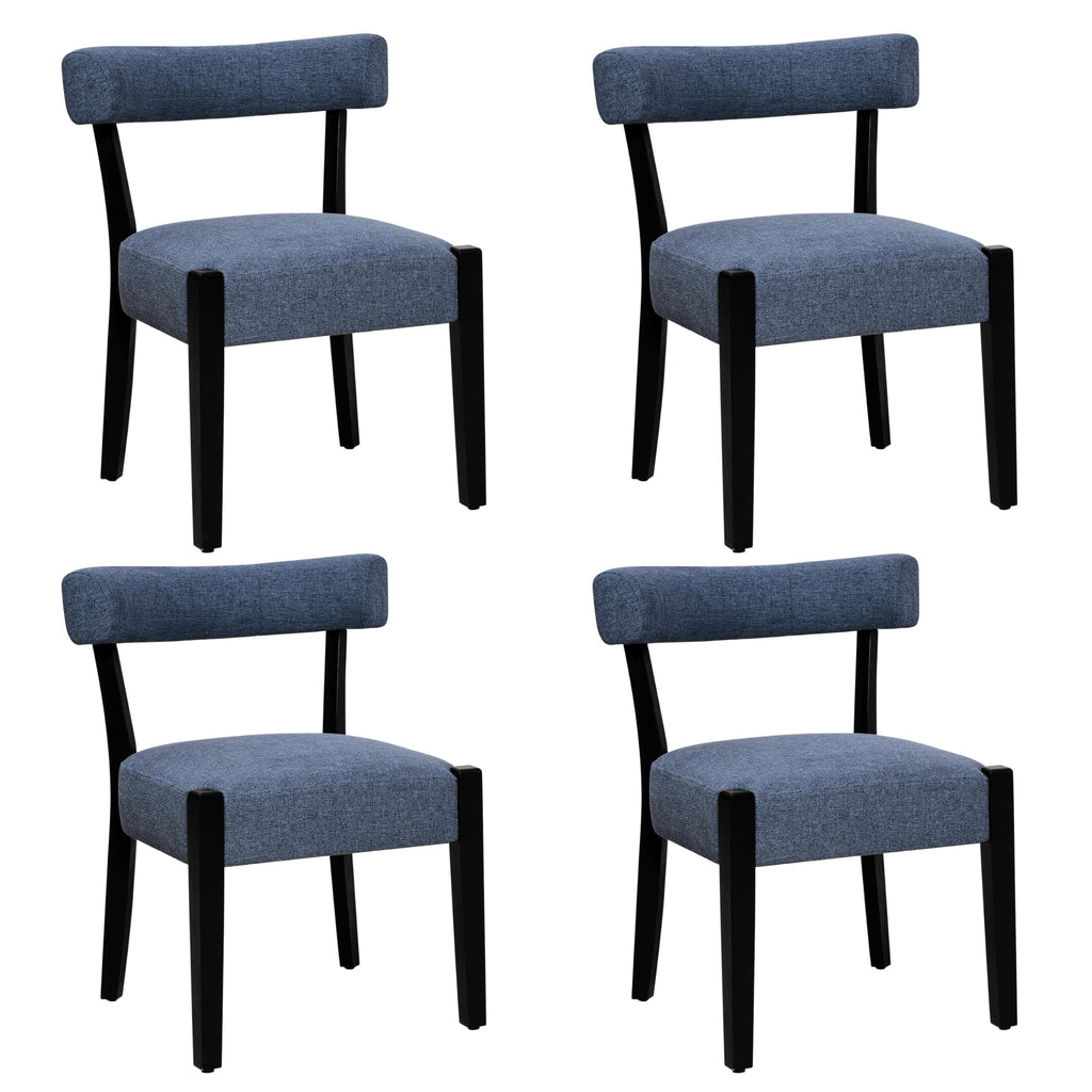 RNKSFX Upholstered Dining Chairs Set of 2, Walnut Wooden Kitchen & Dining Room Chairs, Mid Century Modern Fabric Farmhouse Dining Chairs Oversized Sturdy Rounded Chairs Curved Back, Beige Fabric