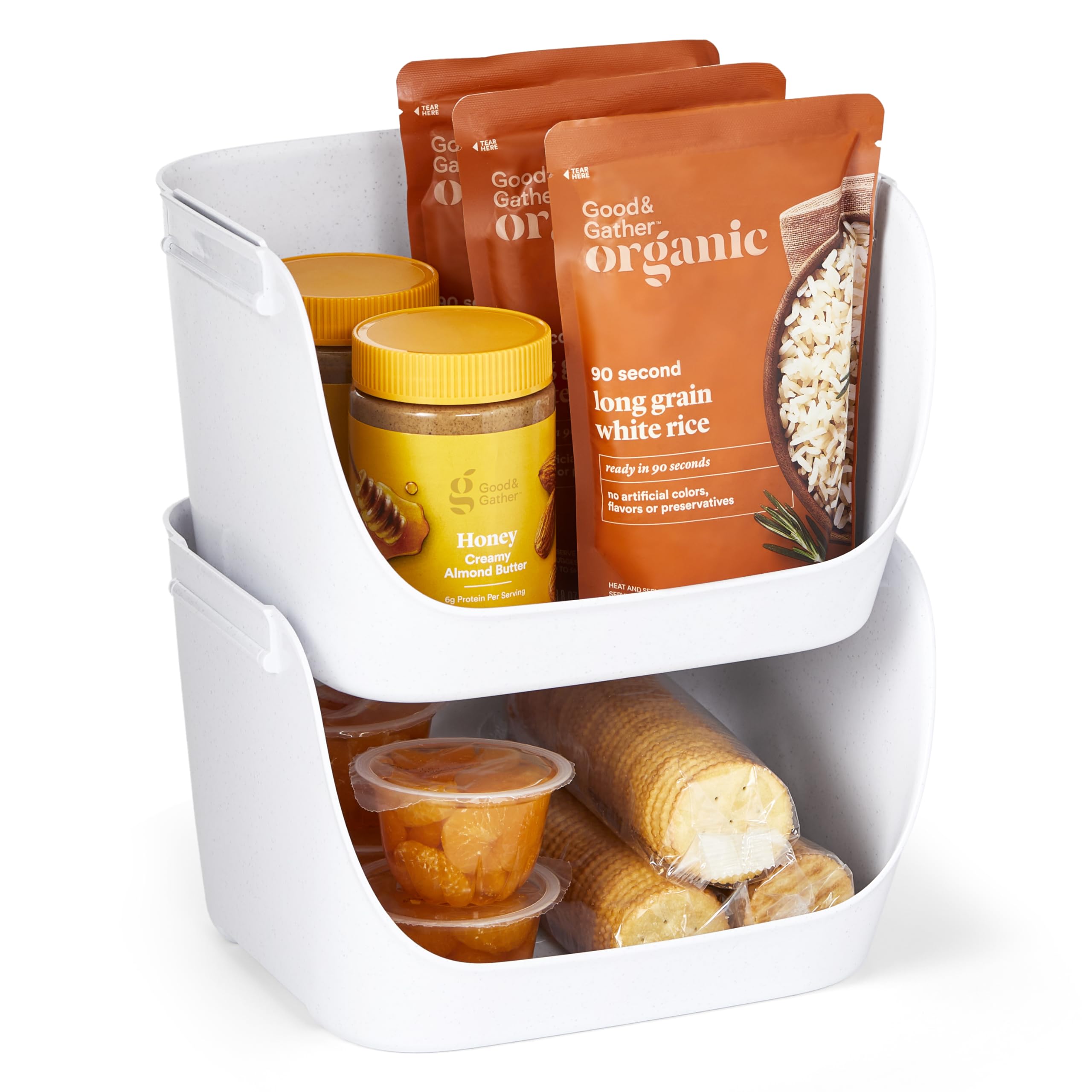 YouCopia ShelfBin Packet Organizer, 4-Tier Stairstep Raised Divided Bin, BPA-Free Storage Caddy for Kitchen Pantry and Cabinet Organization, Tea Bags, Medicine, and More