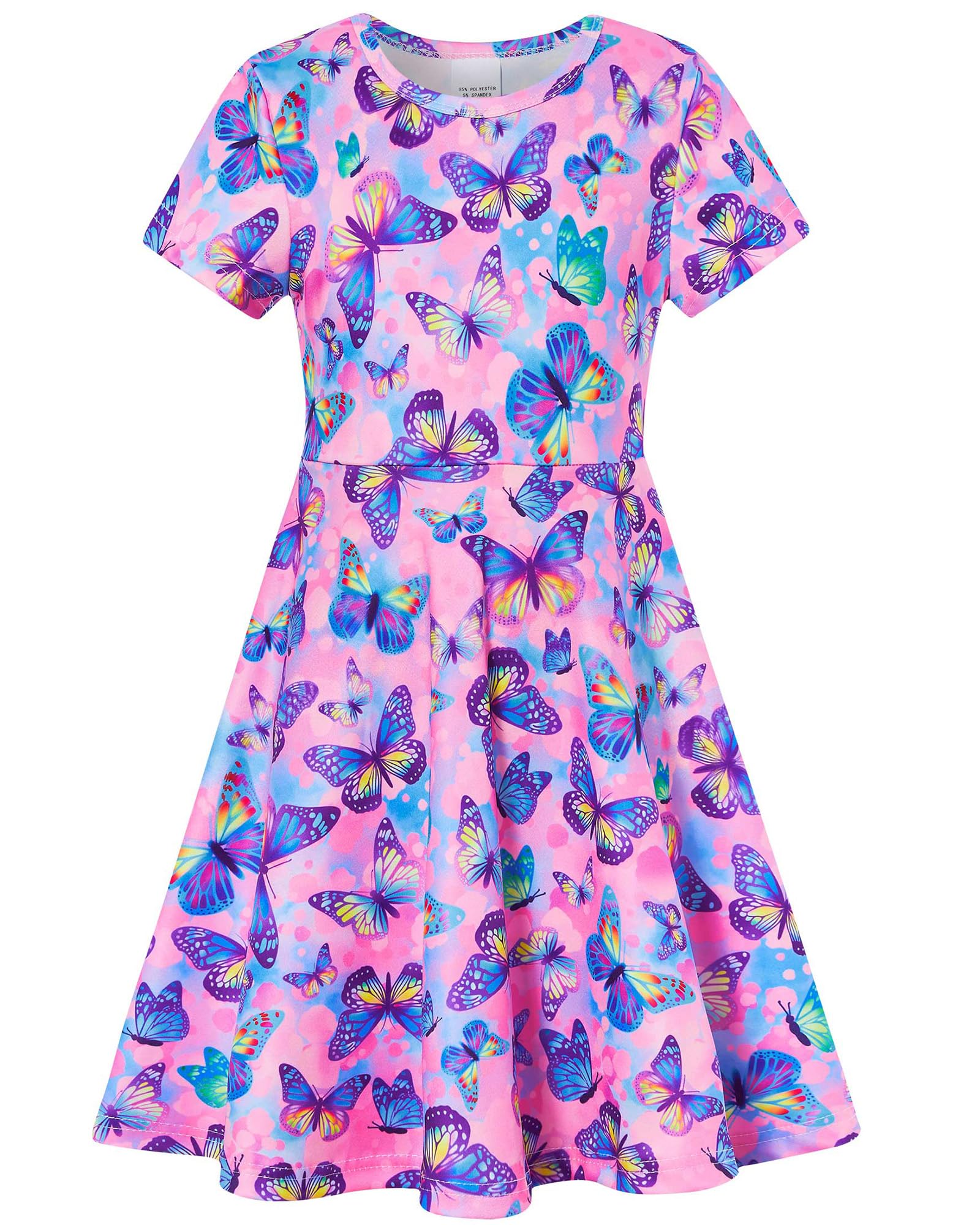 ALISISTER Little Girls Dress Short Sleeve Toddler Summer Sundress 2-9T