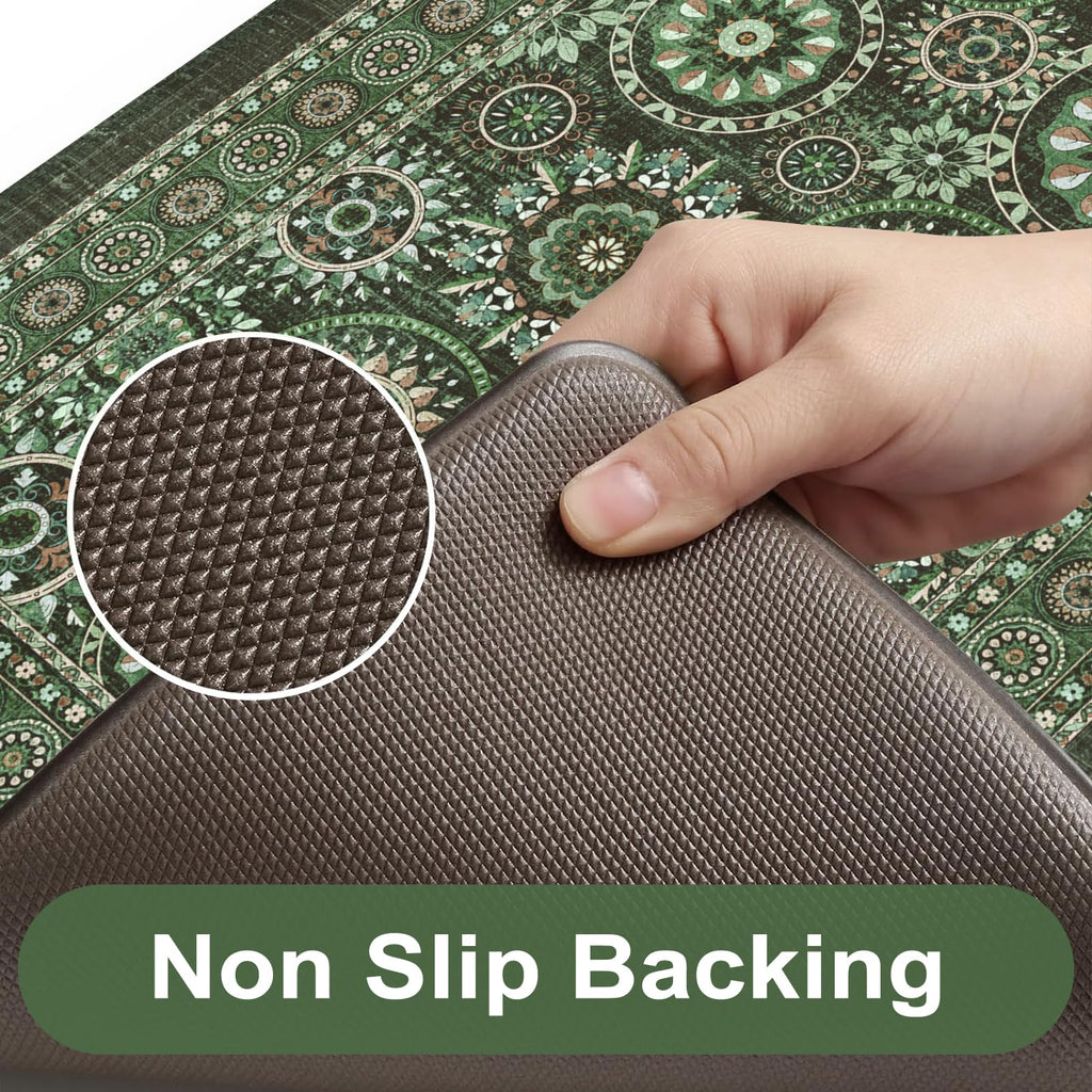 KIMODE Anti Fatigue Kitchen Mats 17"x47"+17"x29", Farmhouse Kitchen Rugs Sets of 2, Cushioned Non Skid Kitchen Mats for Floor, Comfort Kitchen Floor Mats for Sink Laundry Desk Black