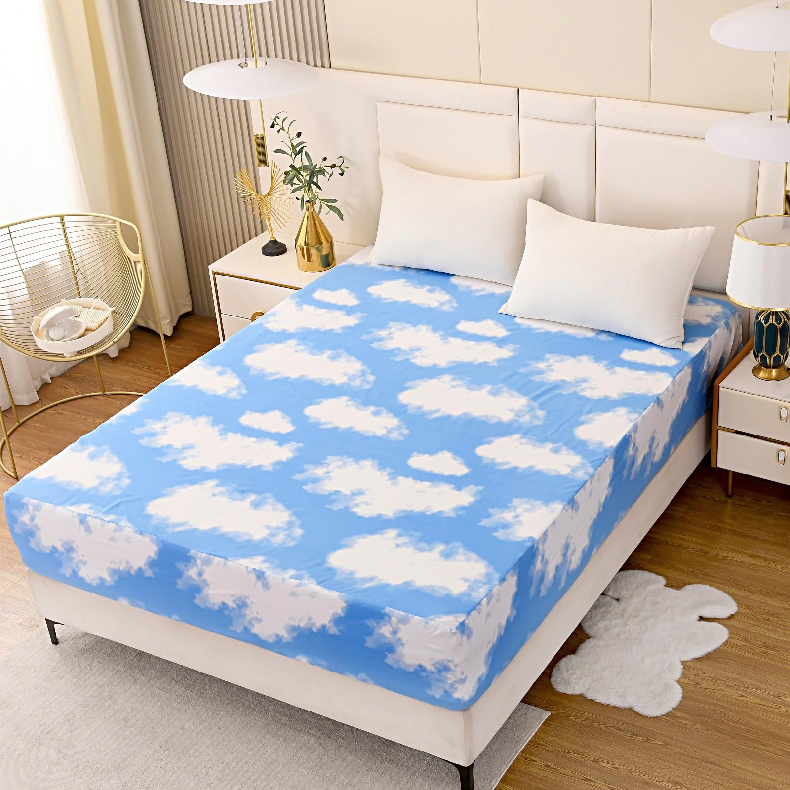 Bedding Fitted Sheet with Deep Pocket,3D Pattern Printed Fabric Bed Sheets (Black Butterfly,Twin)