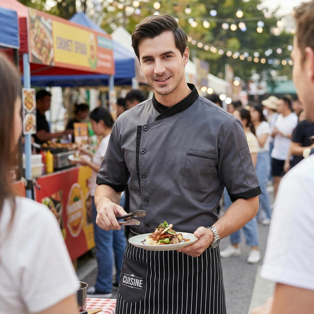Nanxson Unisex Chef Jacket Men's Chef Coat Restaurant Kitchen Chef Uniform CFM0016