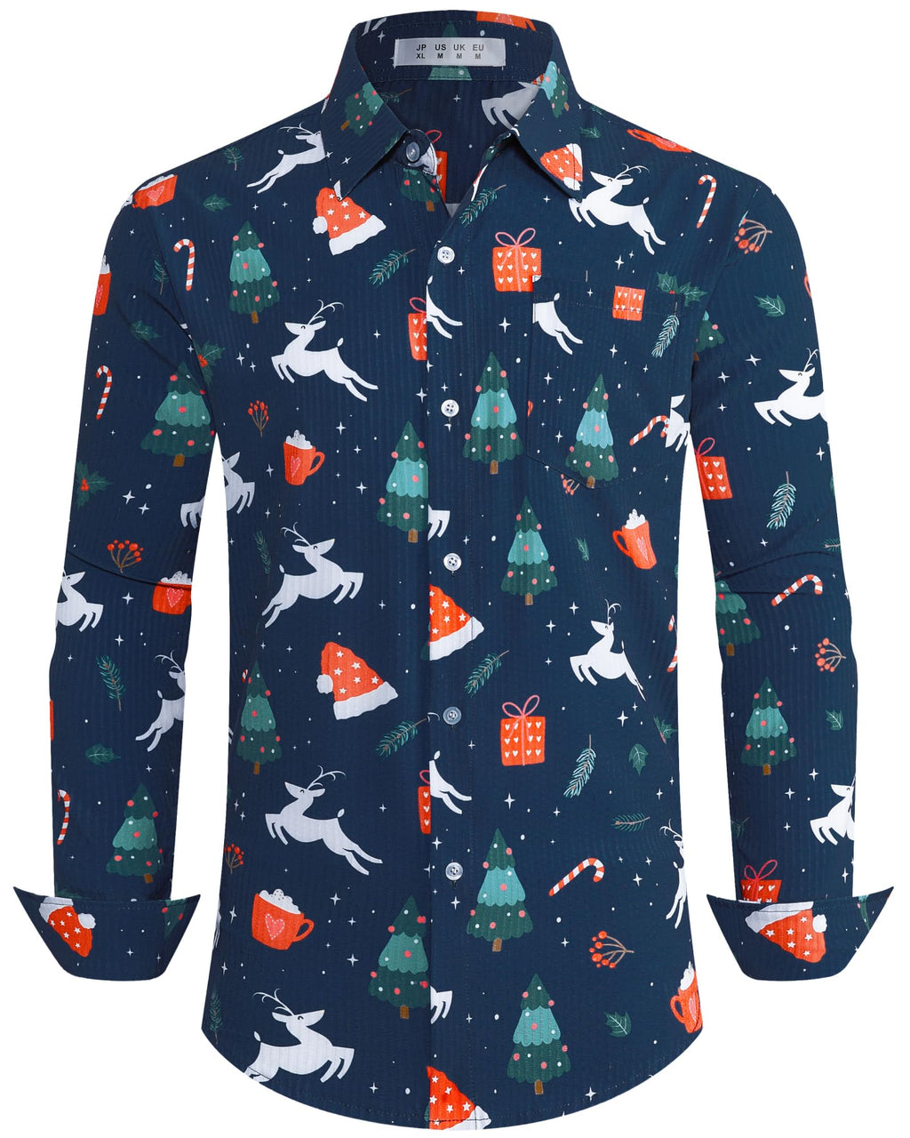 BOJIN Men's Dress Wrinkle-Free Floral Hawaiian Long Sleeve Flower Printed Casual Button Down Shirts with Pocket