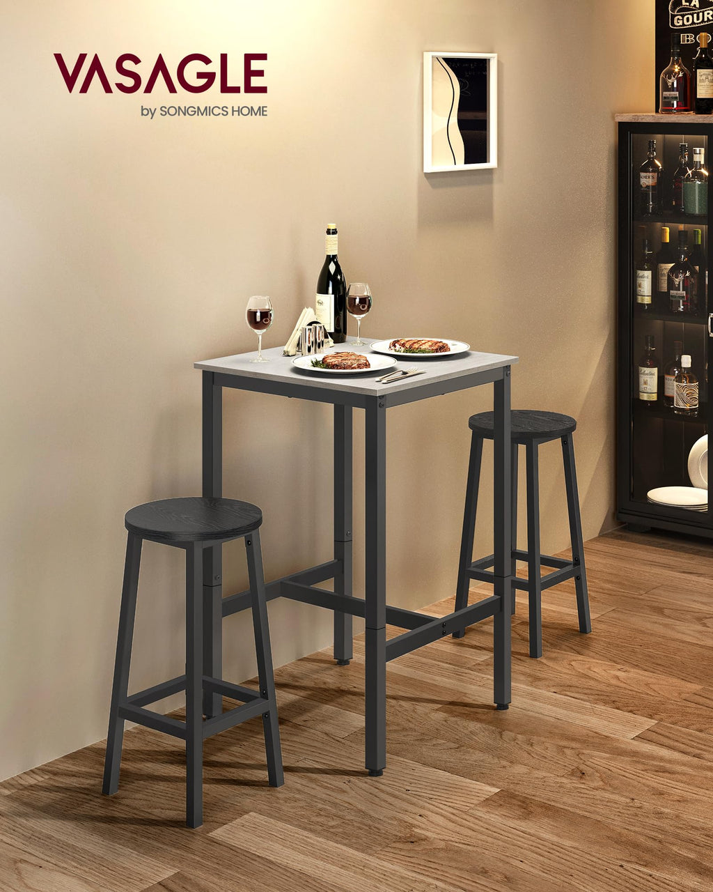 VASAGLE Bar Table, Kitchen Dining Table, High Top Pub Table, Bar Height Cocktail Table for Living Room Party, Sturdy Metal, 15.7 x 39.4 x 35.4 Inches for Narrow Spaces, Ebony Black and Ink Black