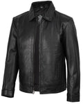 Decrum Vintage Style Mens Leather Jacket - Real Lambskin Classic Shirt Collar Leather Jackets for Men