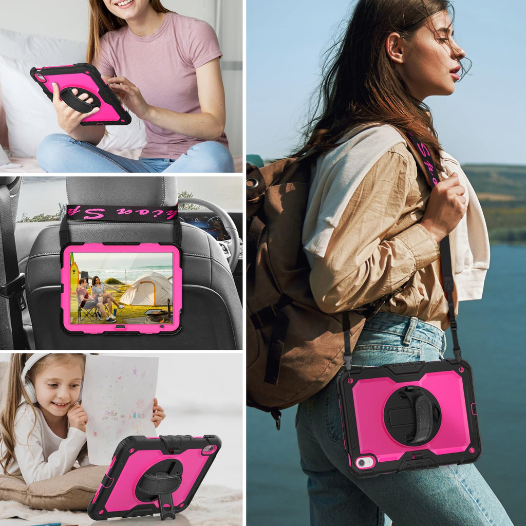 HXCASEAC Case for iPad 9th/8th/7th Generation 10.2 inch, with Pencil Holder, Screen Protector, Hand Strap, Heavy Duty Protective for iPad 9/8/7 Case 10.2-inch 2021/2020/2019, Orange
