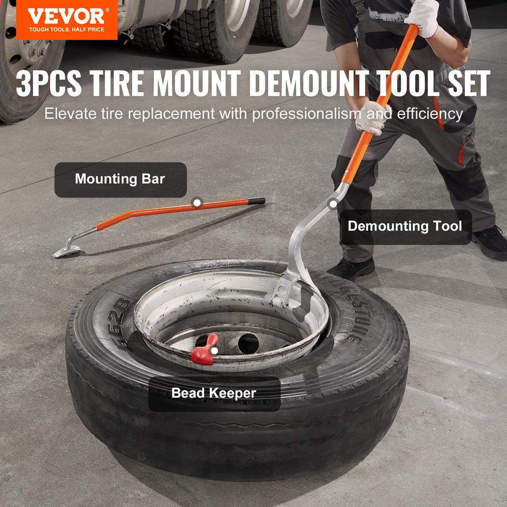 VEVOR Tire Mount Demount Tool 22.5" to 24.5" Tire Changer Steel Bead Breaker Extra Bead Holder Tubeless Truck Manual Tire Changing Tools for Car Repairing(Blue)