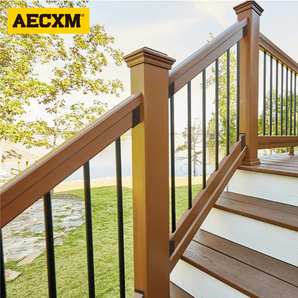 AECXM 201 Stainless Steel 2" x 4" (1 ½" x 3 ½" Actual) Deck Railing 27.5° Stair Connectors, for Deck Railing Stair Handrail Connection Installation Deck Railing Bracket (4 Pair-Black)