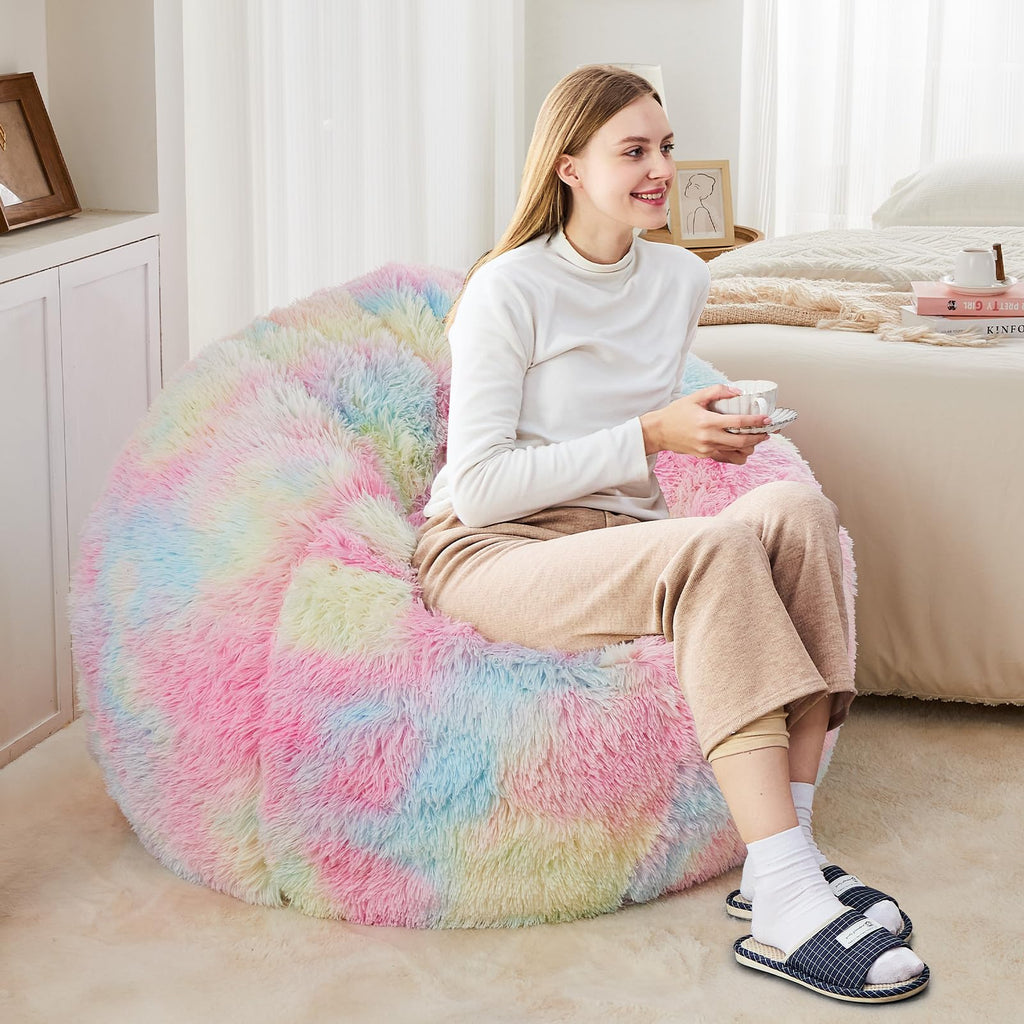 Sports Baseball Bean Bag Chair - Luxurious Bean Bag Chairs for Kids Teens Adults - Floor Sofa Couch with Filler - Plush BeanBag Furniture for Living Room Bedroom College Dorm - 32 Inch