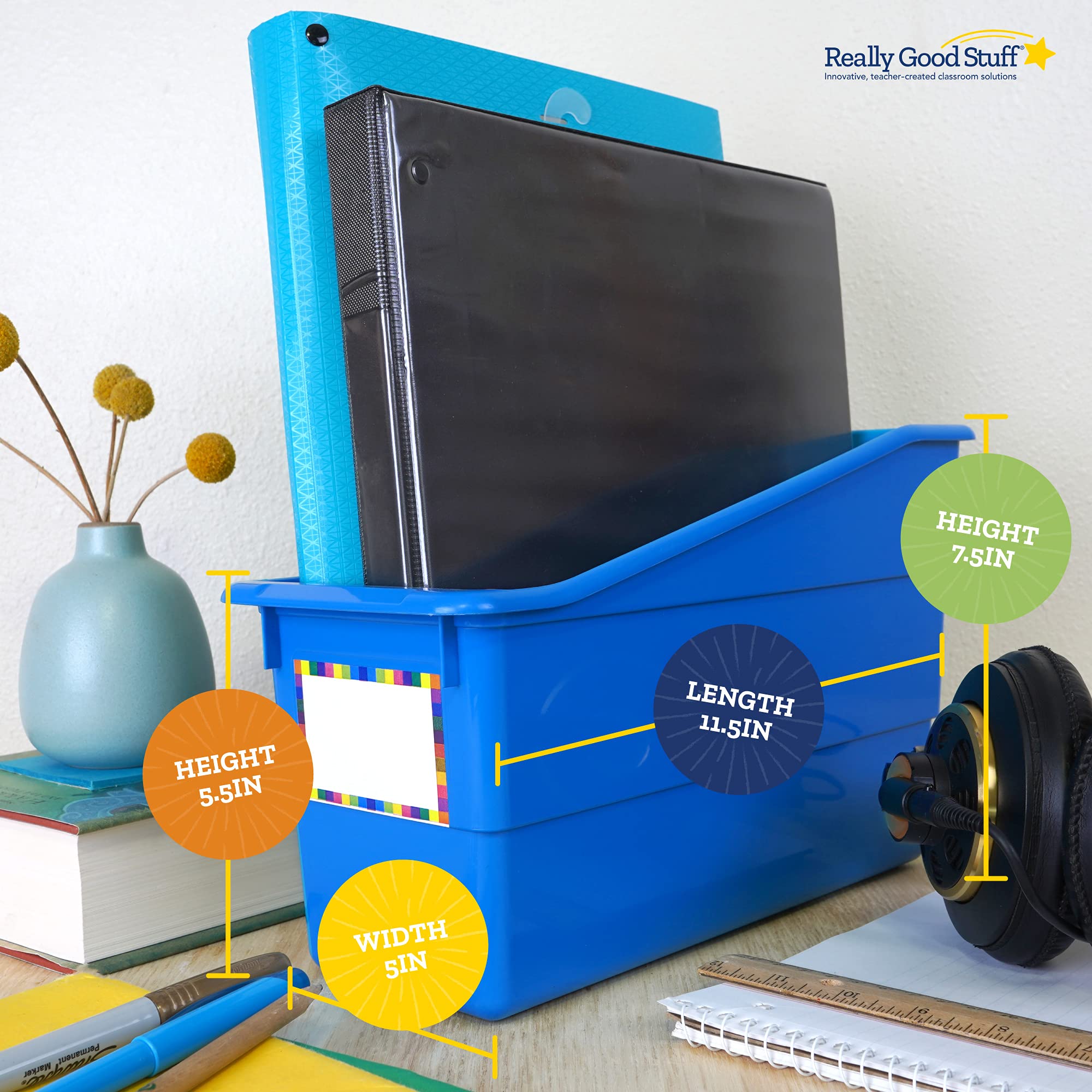 Really Good Stuff Durable Book & Binder Holders - 6 Pack - Black