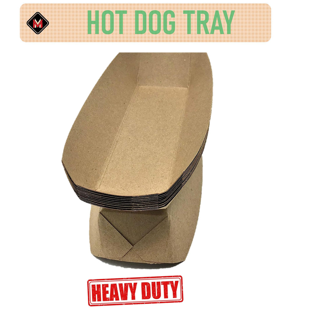 Mr Miracle 7 Inch Paper Hot Dog Tray in Kraft Paper. Pack of 25. Disposable, Recyclable and Fully Biodegradable. Made in USA