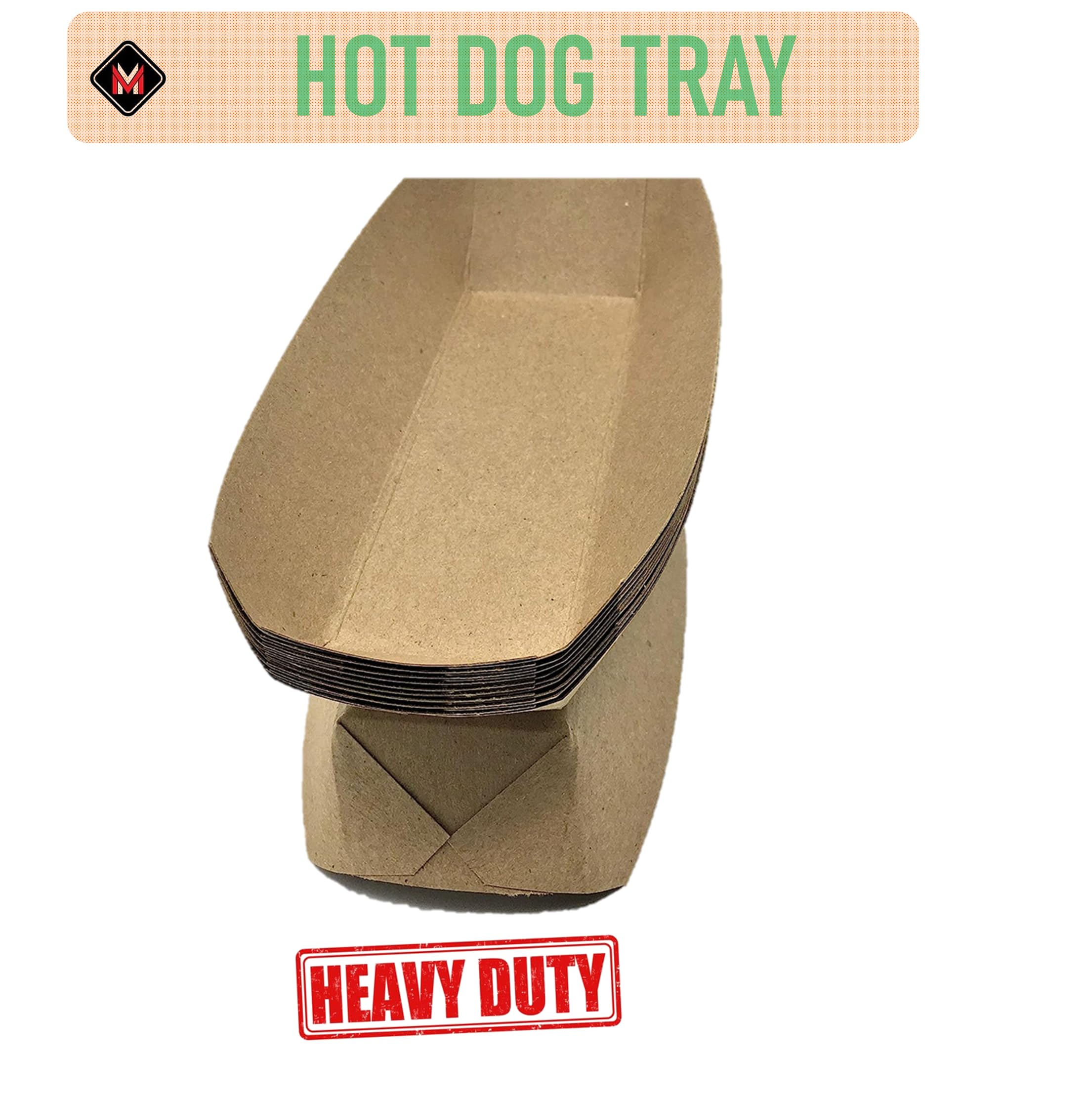 Mr Miracle 7 Inch Paper Hot Dog Tray in Kraft Paper. Pack of 25. Disposable, Recyclable and Fully Biodegradable. Made in USA