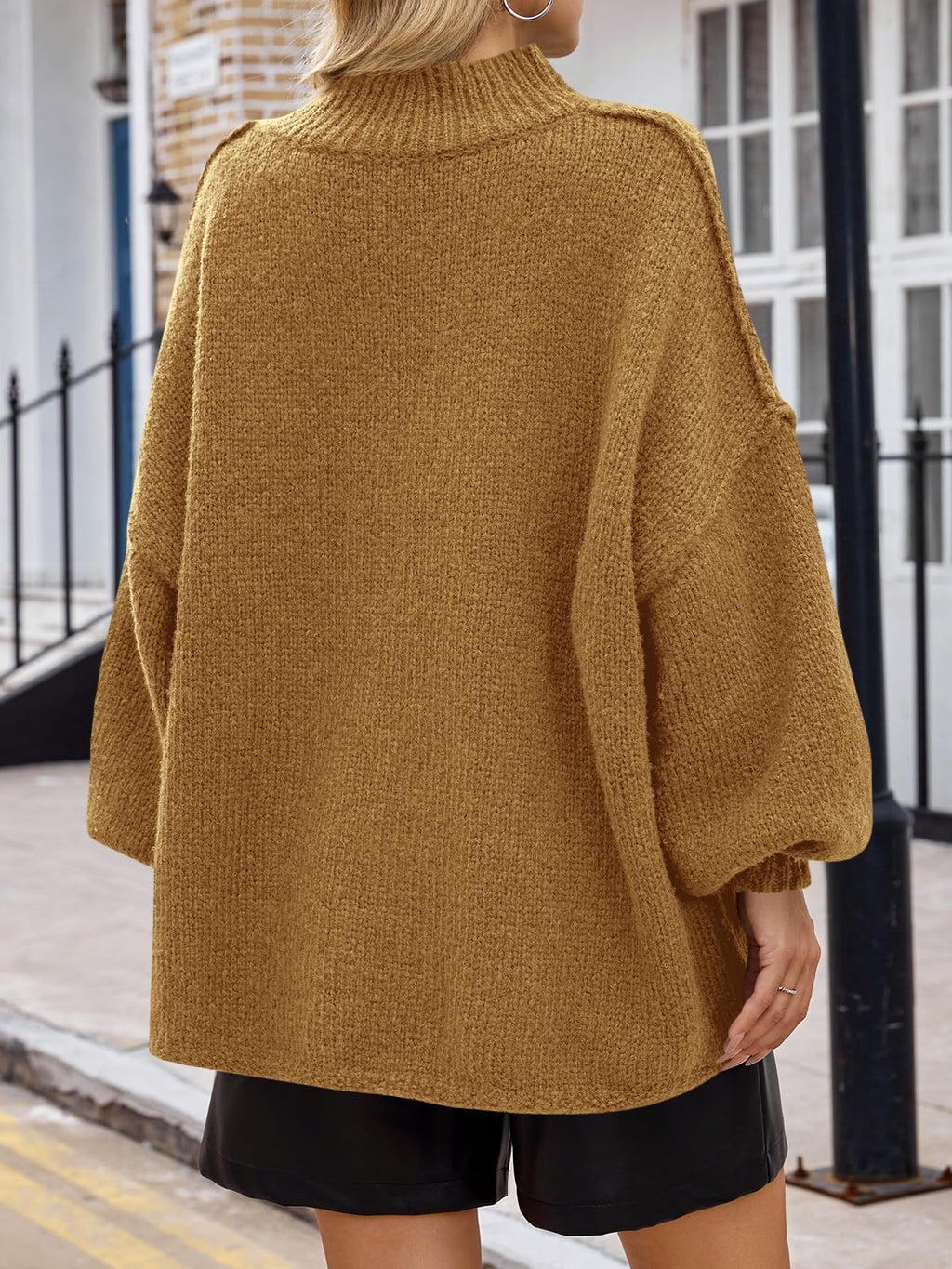 Saodimallsu Womens Oversized Sweaters Mock Neck Batwing Long Sleeve 2026 Fall Trendy Ribbed Knit Casual Tunic Sweater