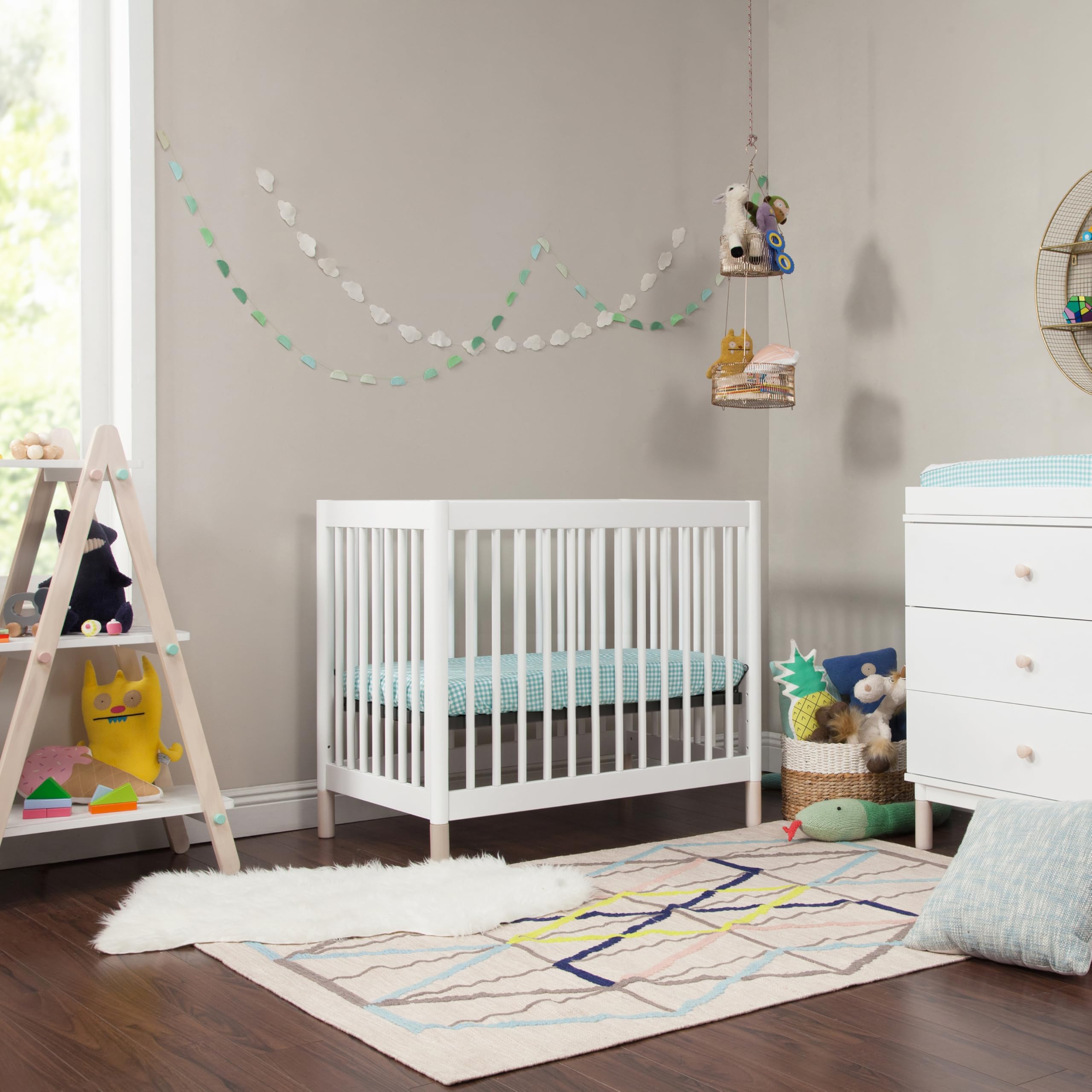 Babyletto Gelato 4-in-1 Convertible Mini Crib with Toddler Bed Conversion in Honey with Vegan Tan Leather Feet, Greenguard Gold Certified