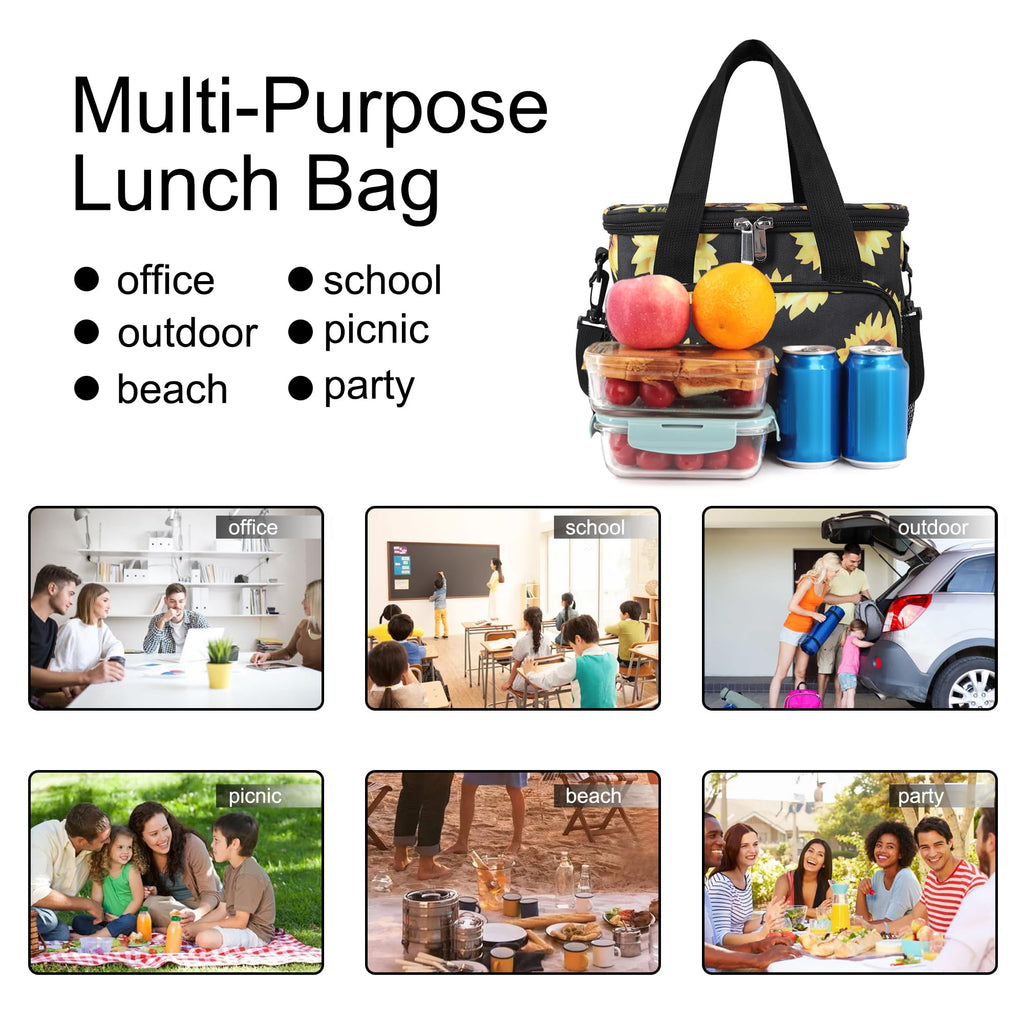 Femuar Lunch Bags for Women/Men, Insulated Lunch Bag for Work Office Picnic - Large Lunch Cooler Bag Leakproof Lunch Box with Adjustable Shoulder Strap for Adults - Grey (15L)