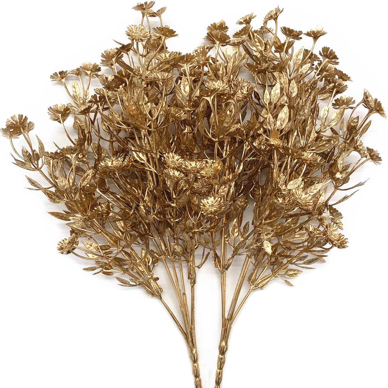 Christmas Decor Artificial Plants, PASYOU Gold Fake Antlers Plastic Grass Shrubs Leaves Indoor Outdoor Home Garden Party Hotel Verandah Wedding Event Faux DIY Decoration - 30 Inch Golden 2 Bunches