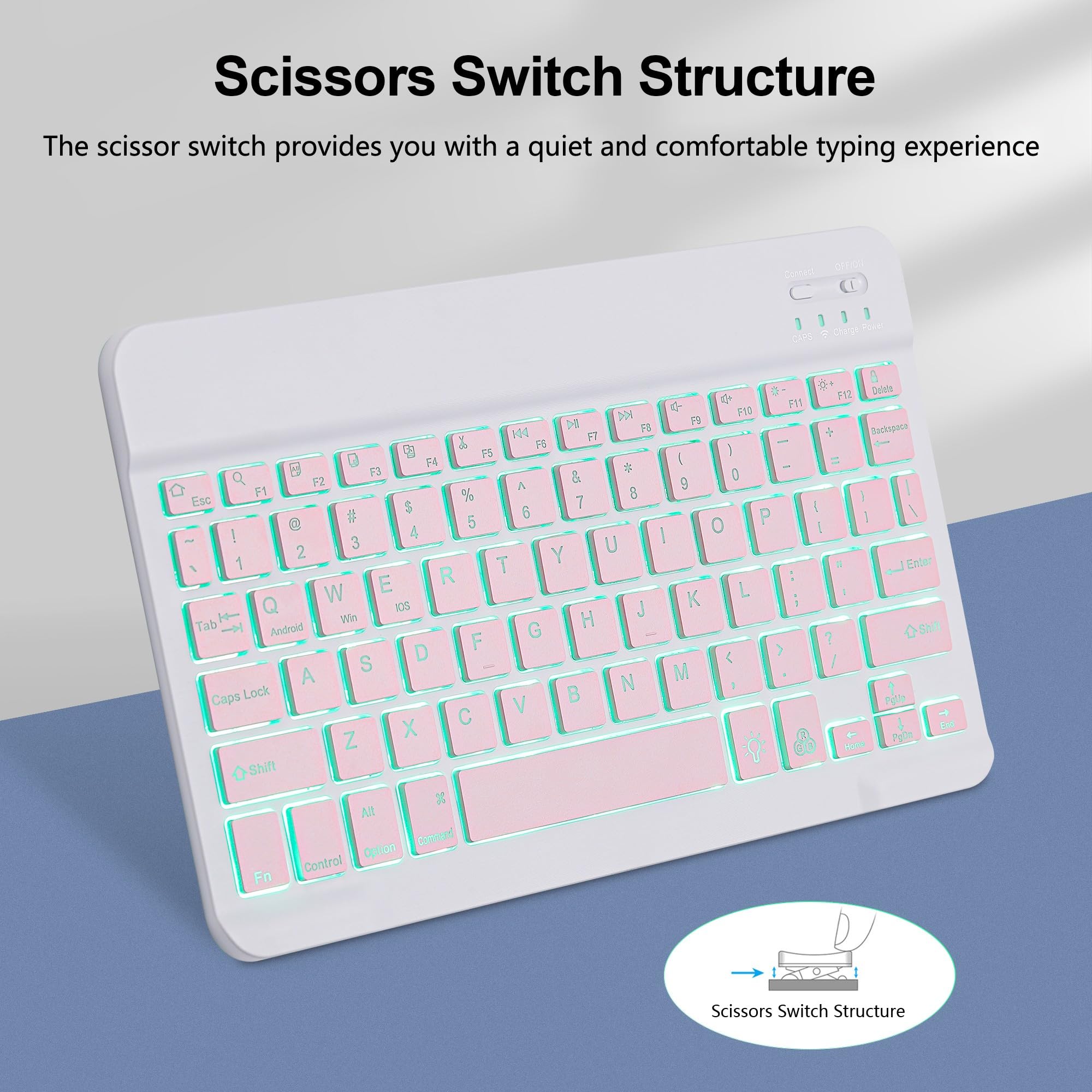 Backlit Bluetooth Keyboard Small Portable Wireless Keyboard Rechargeable Illuminated for Android Samsung Tablet Cell Phone Smartphone iPad A16 11th 10th Generation iPad Pro Air Mini iPhone (Black)