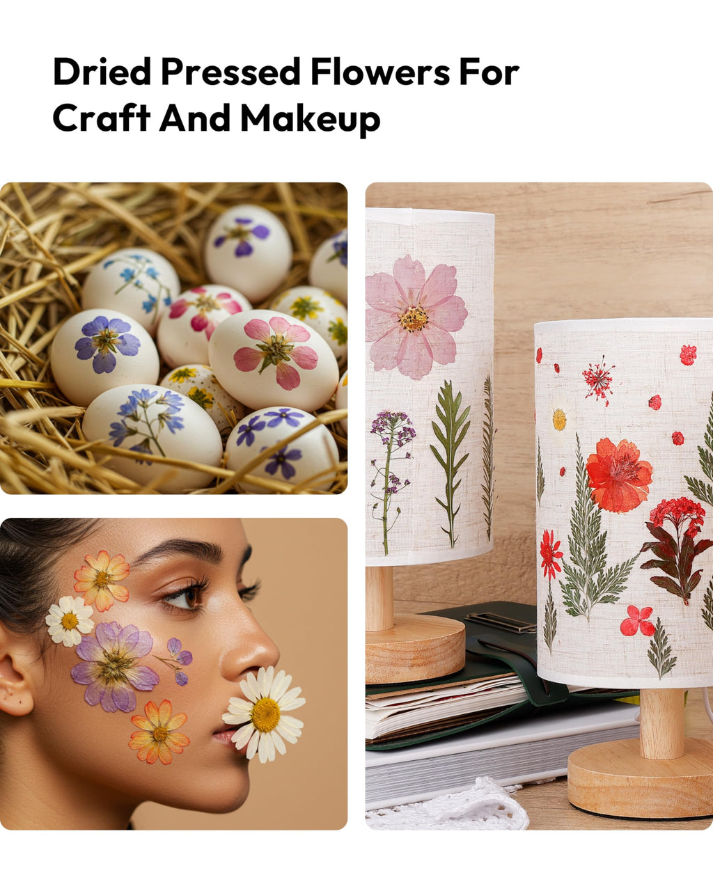 Dried Flowers, Resiners 58Pcs Pressed Flowers for Craft Pink Real Natural Dried Flowers Dry Leaves Kit for DIY Making Crafts Resin Soap Candle Scrapbook Supplies Card Making Jewelry