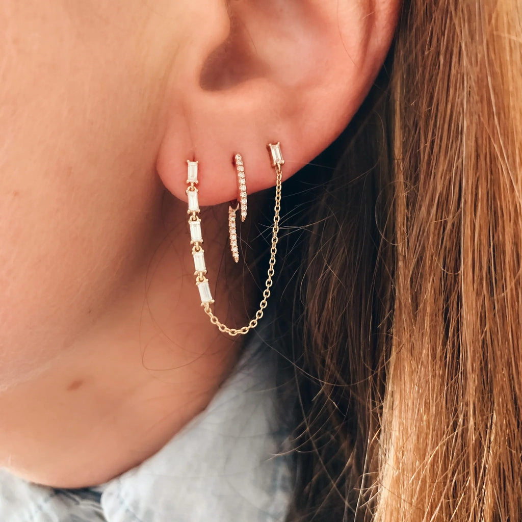 Obidos 14K Gold Plated Illusion Stud Earrings for Women | Triple Huggie Hoop Earrings for One Hole| Trendy Simple Hypoallergenic Fashion Accessories Gold Jewelry Gifts for Womens