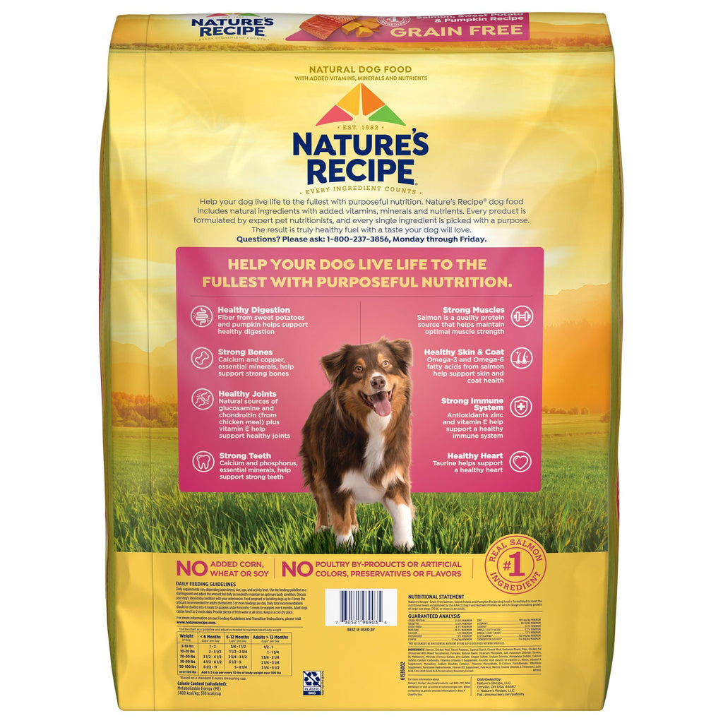 Nature's Recipe Grain Free Dry Dog Food, Salmon, Sweet Potato & Pumpkin Recipe, 4 lb. Bag