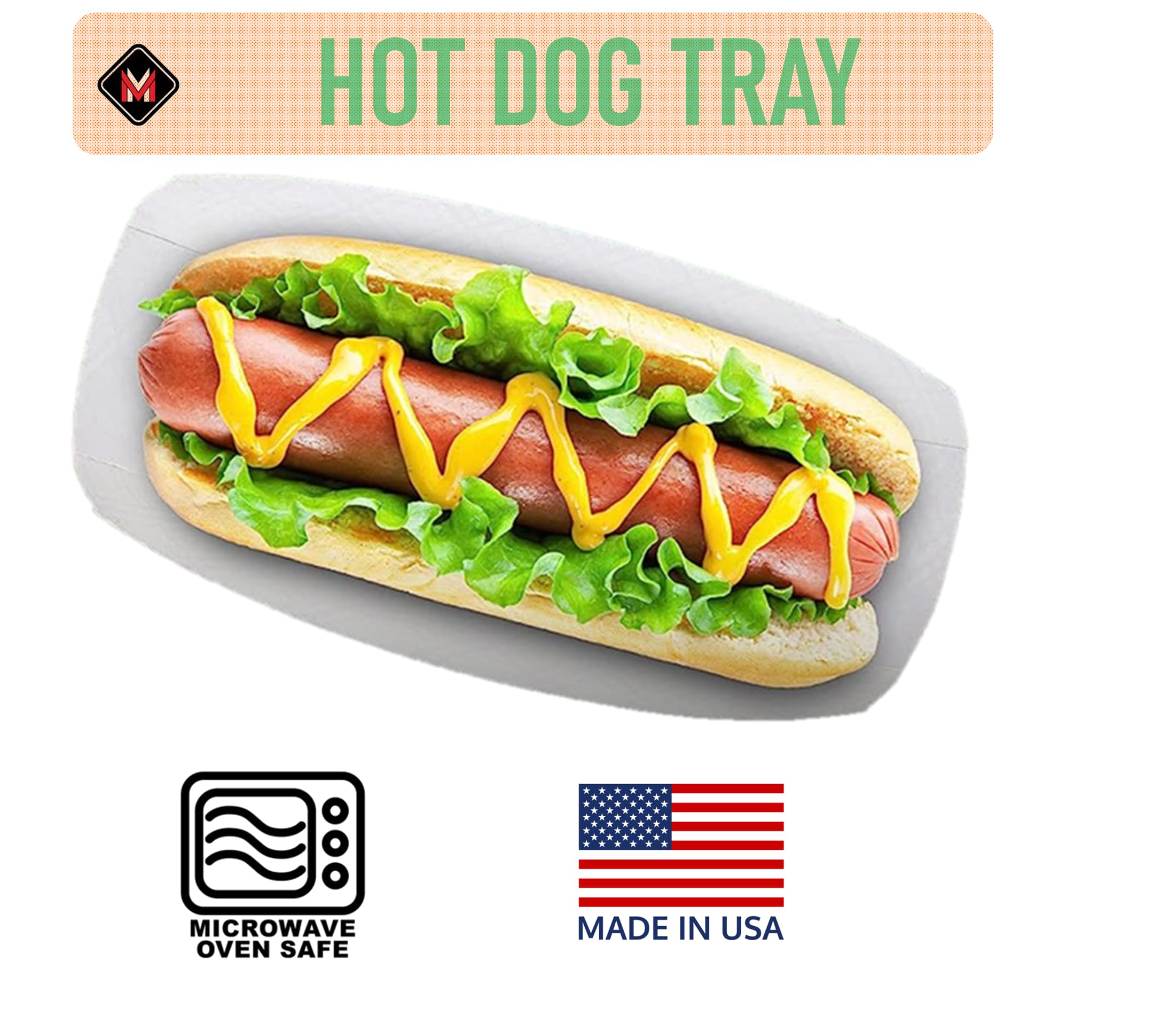 Mr Miracle 7 Inch Paper Hot Dog Tray in Kraft Paper. Pack of 25. Disposable, Recyclable and Fully Biodegradable. Made in USA