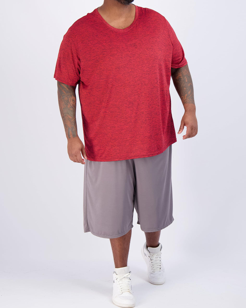Real Essentials 3 Pack: Men's Big & Tall Short Sleeve V-Neck Athletic T-Shirt Dry-Fit Workout Shirts Moisture Wicking (3X-5X)