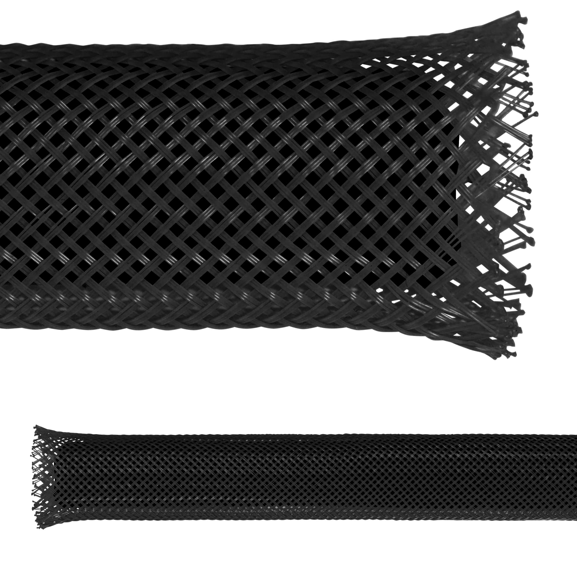 Electriduct 1/8" Black PET Expandable Braided Sleeving Cable Mesh Flexible Wire Sleeve - 10 Feet