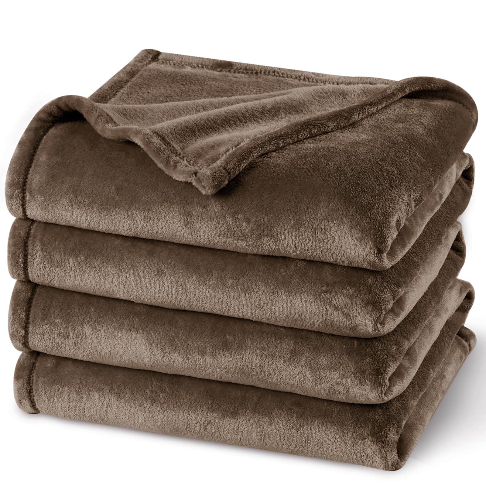 PHF Oversized King Big Fleece Blanket 120"x120", No Shed No Pilling Extra Large Soft Blanket, Giant 10'x 10' Lightweight for Bed, Sofa Travel and Camping, Suitable for All Season, Beige