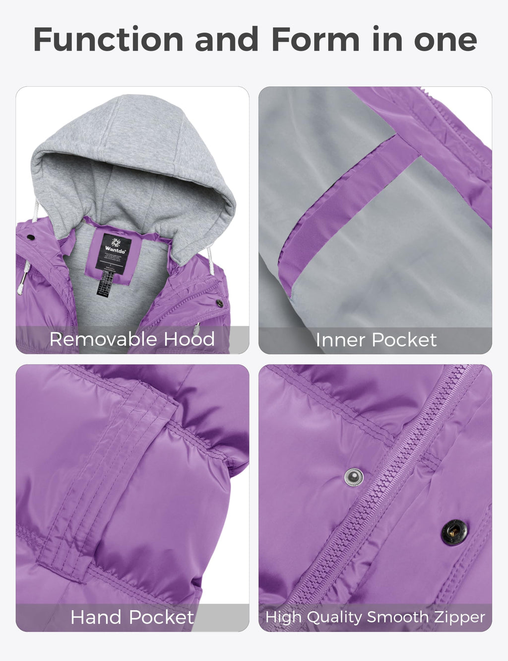 Wantdo Women's Quilted Puffer Vest Thicken Warm Winter Coat with Removable Hood