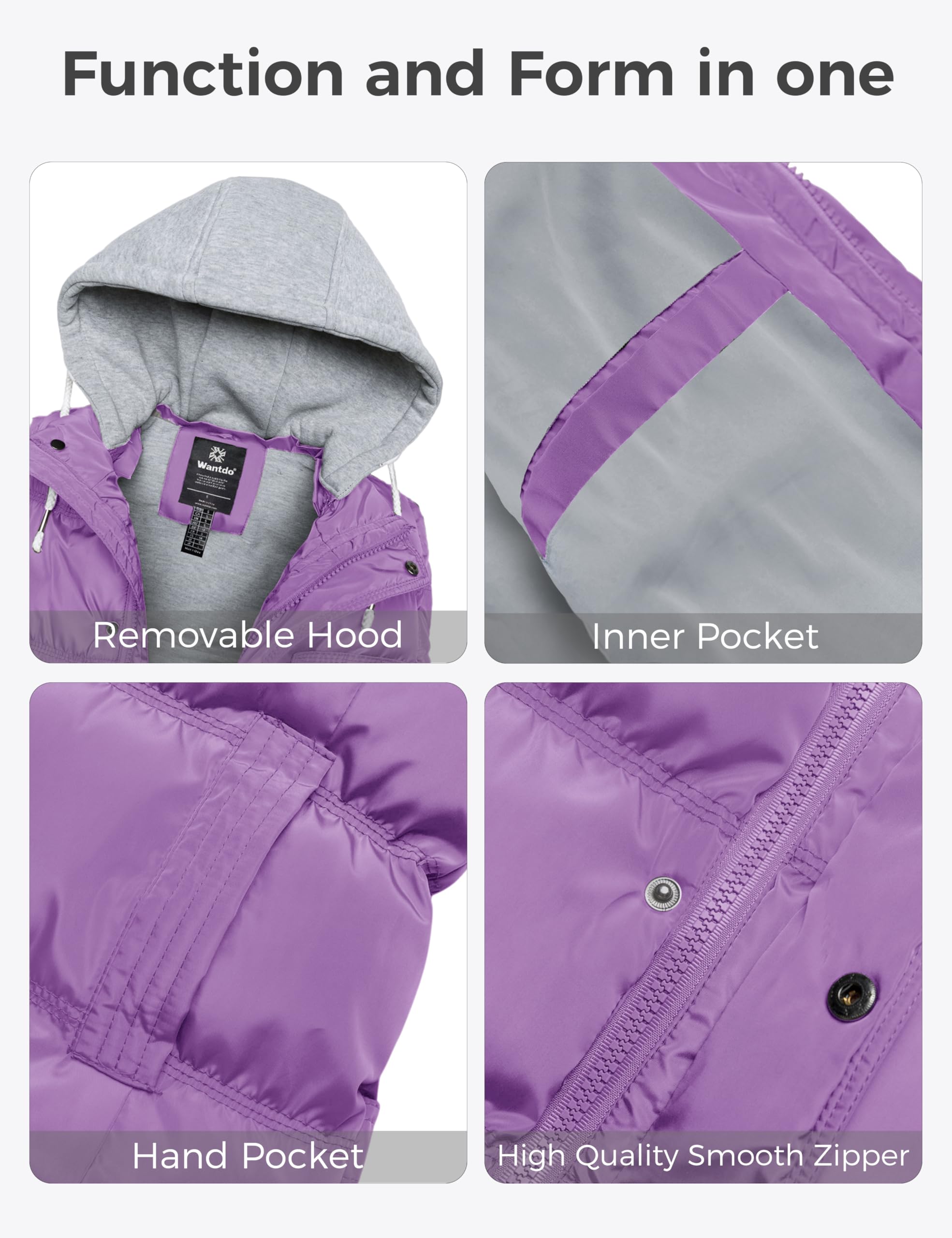 Wantdo Women's Quilted Puffer Vest Thicken Warm Winter Coat with Removable Hood