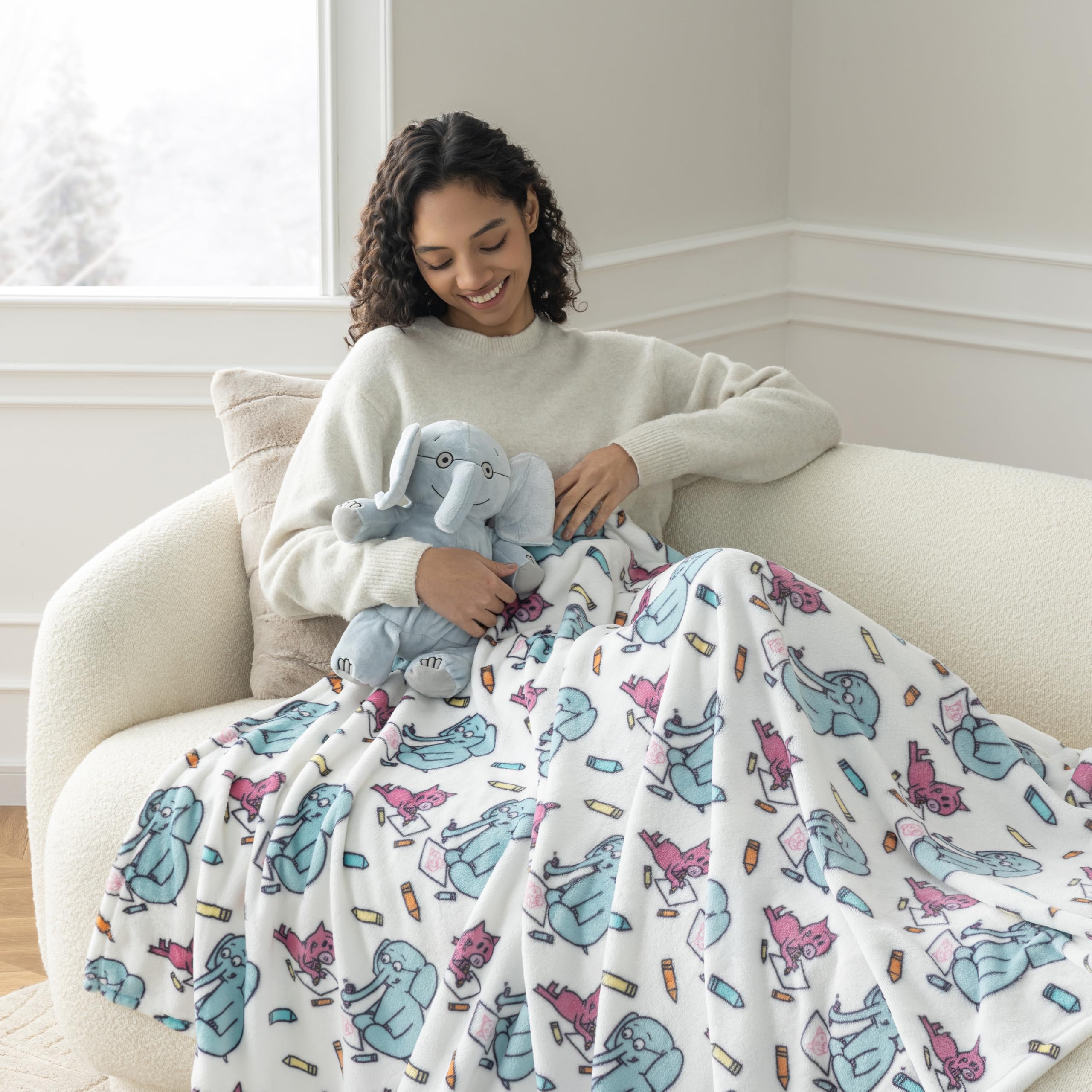 Berkshire Blanket VelvetLoft® Luxury Soft Polyester Throw Blanket, Don’t Let The Pigeon Drive The Bus, 50 x 70in(Official Mo Willems® Product)