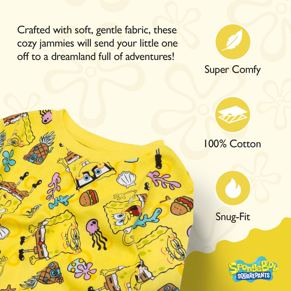 Nickelodeon Boys' 4-piece Snug-fit Cotton Short-Sleeve Matching Pajama Set, Soft & Cute for Kids