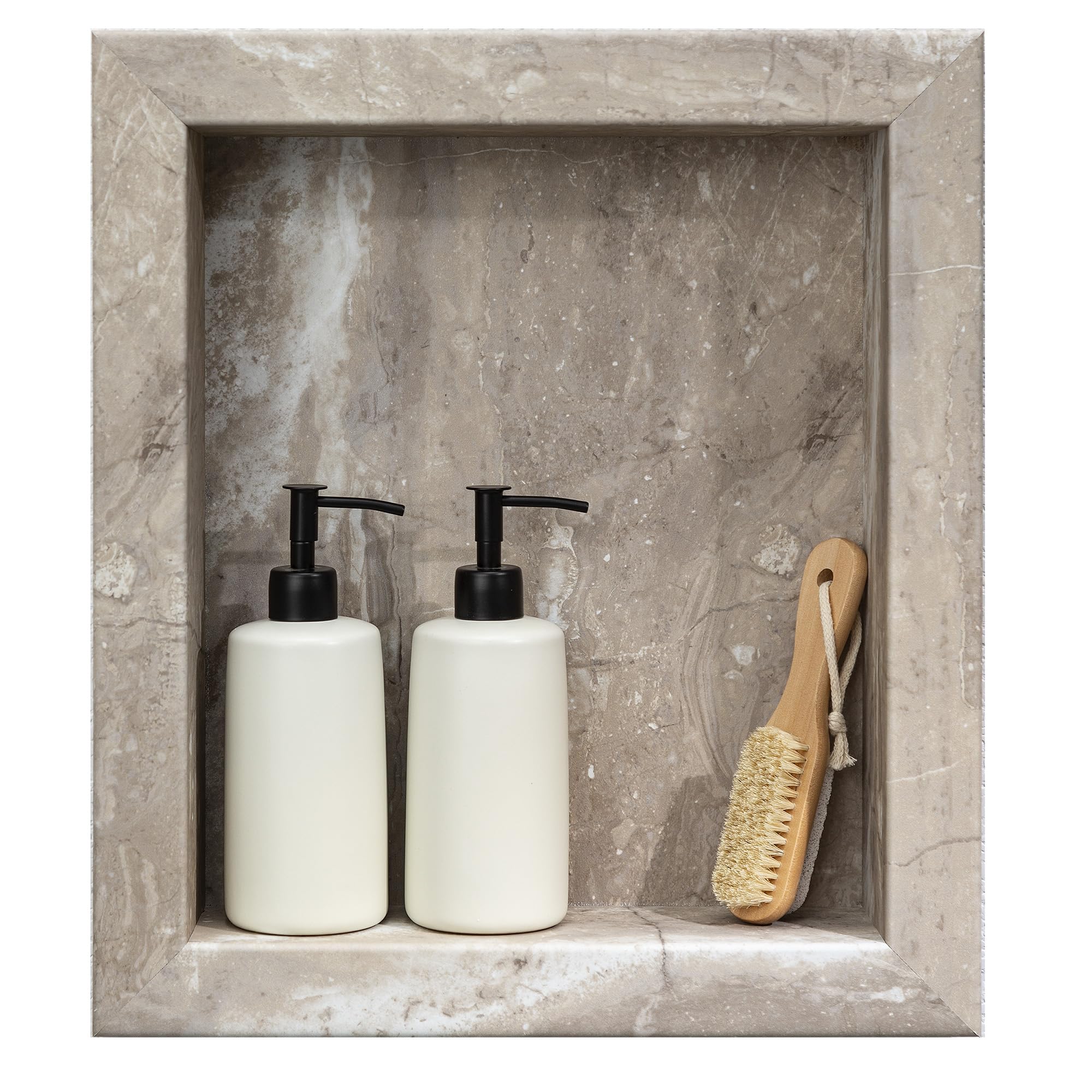 Palisade 17.5 in x 15.5 in Vinyl Shower Niche Ashen Slate | Waterproof Shower Insert
