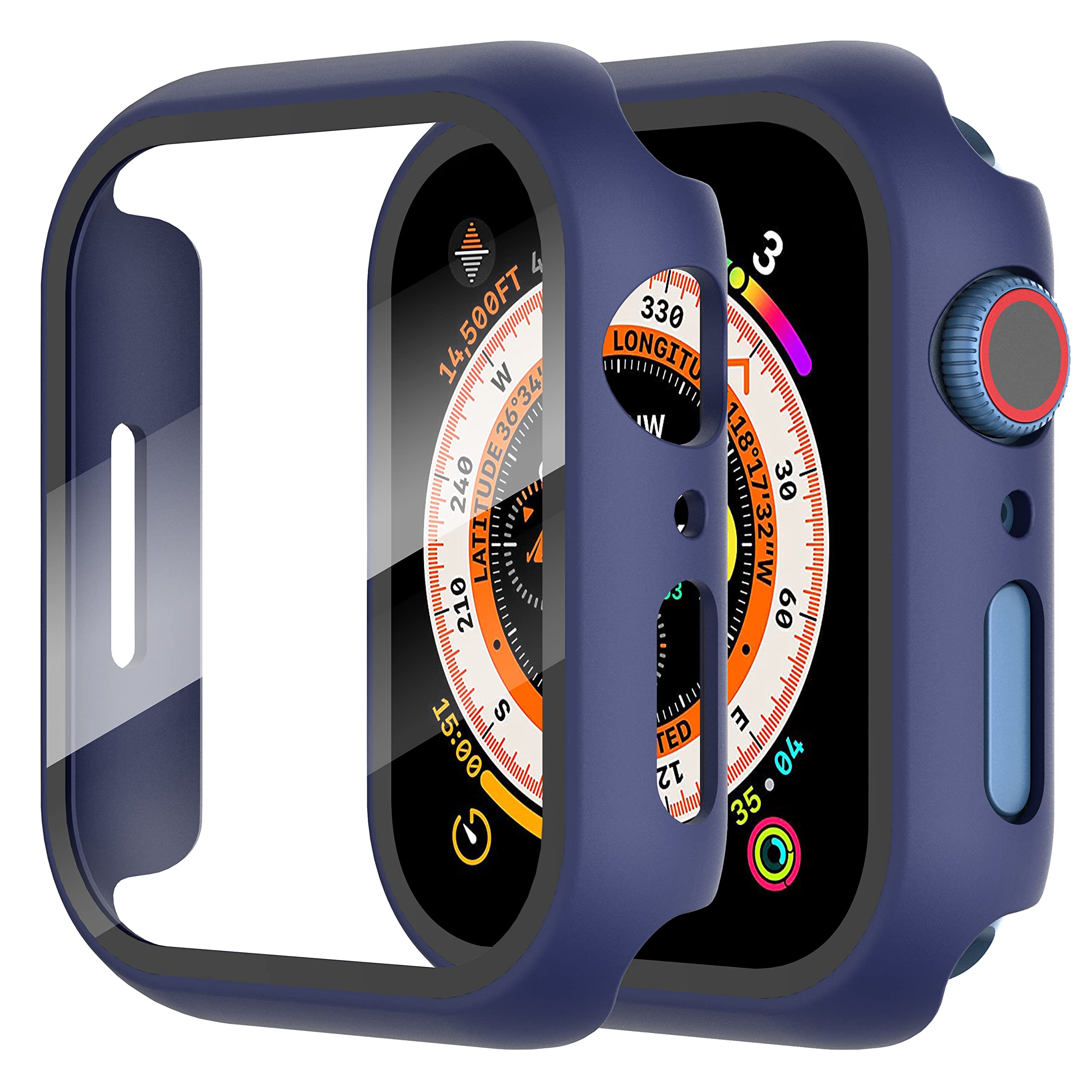 Diruite 2-Pack for Apple Watch Series 3/2/1 38mm Case, Ultra-Thin All-Around Tempered Glass Screen Protector Protection Cover for iWatch 38mm - Black