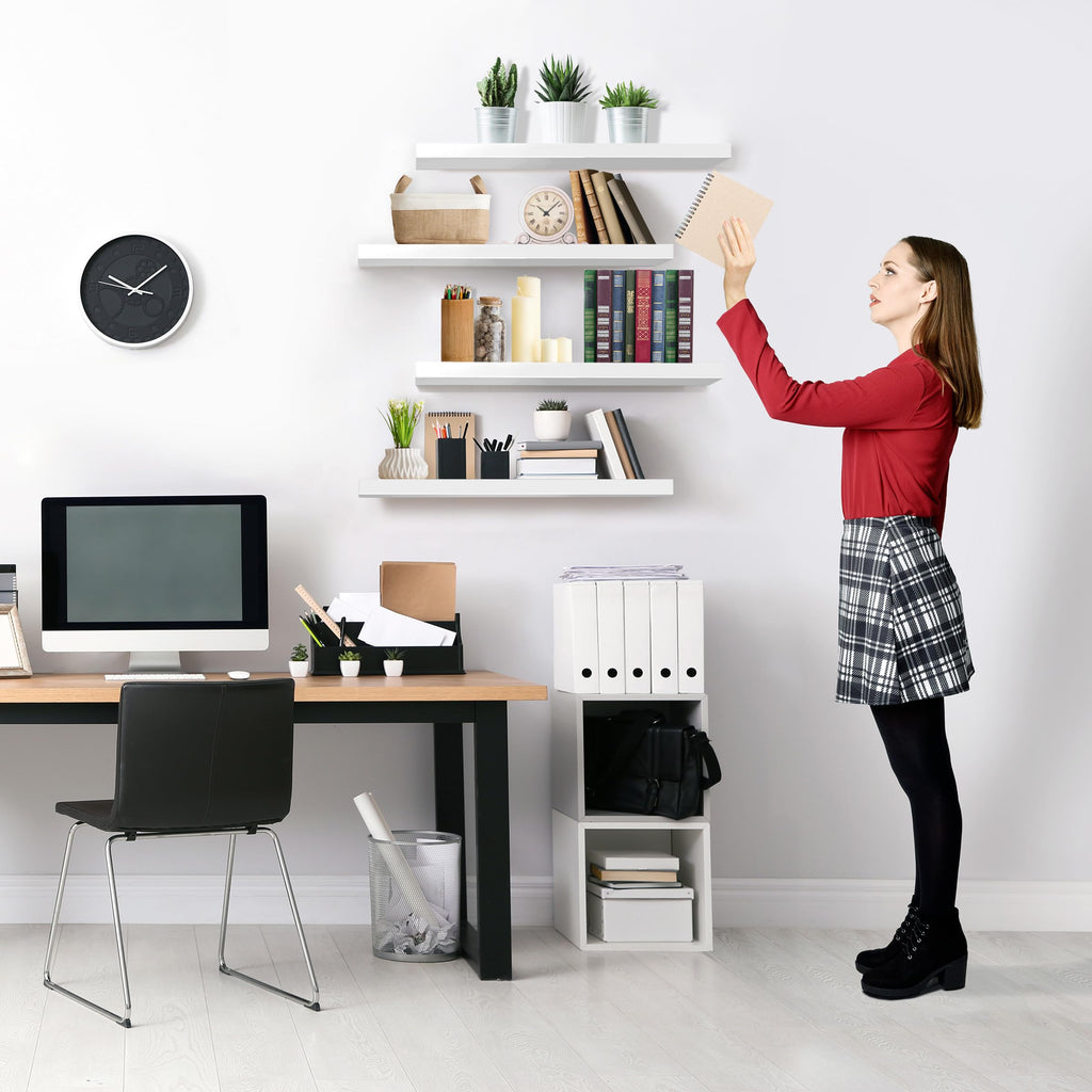Sorbus Floating Shelves for Wall - 24" Bathroom Shelves, Wall Decor for Bedroom, Kitchen, Living Room, Home Decor & Book Storage - Mounted Floating Shelf with Invisible Brackets (Black, 2 Pack)