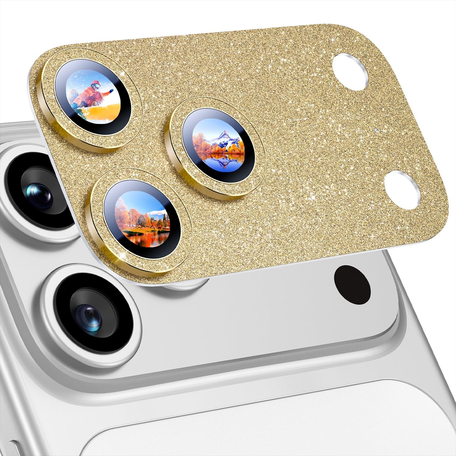 Uyiton Compatible with iPhone 17 Camera Lens Protector - [Not Easy to Break][Strong Adsorption][Case-Friendly] Metal Tempered Glass Rear Camera Screen Cover - Black